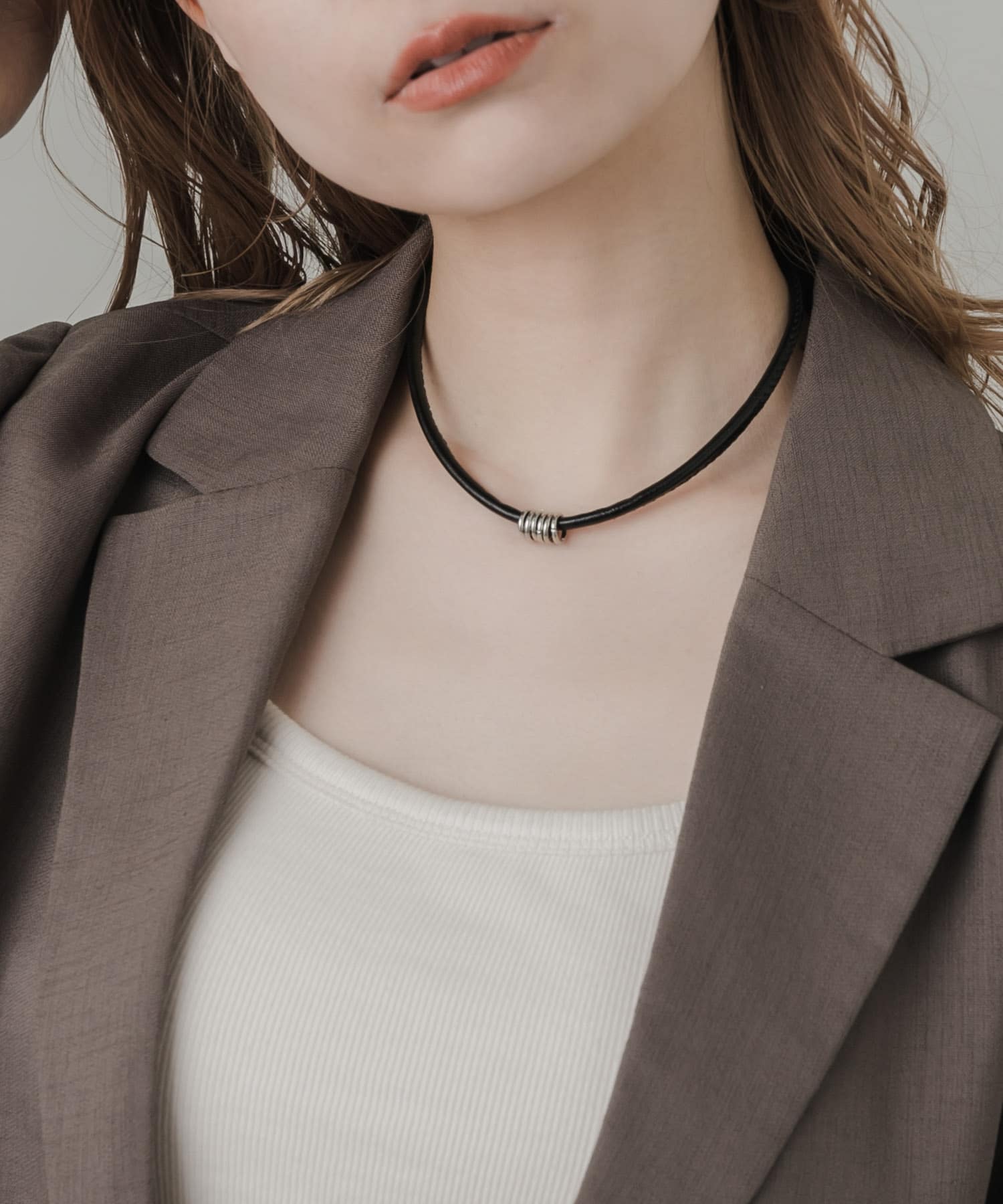 メタルリングコードチョーカー BLK -