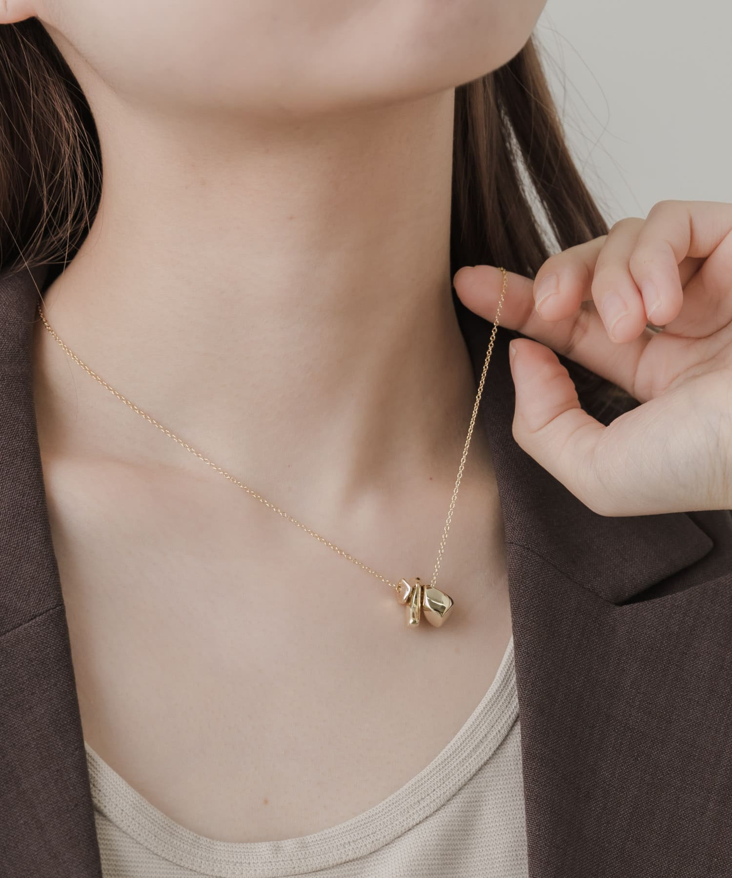 スリーニュアンストップネックレス GLD -
