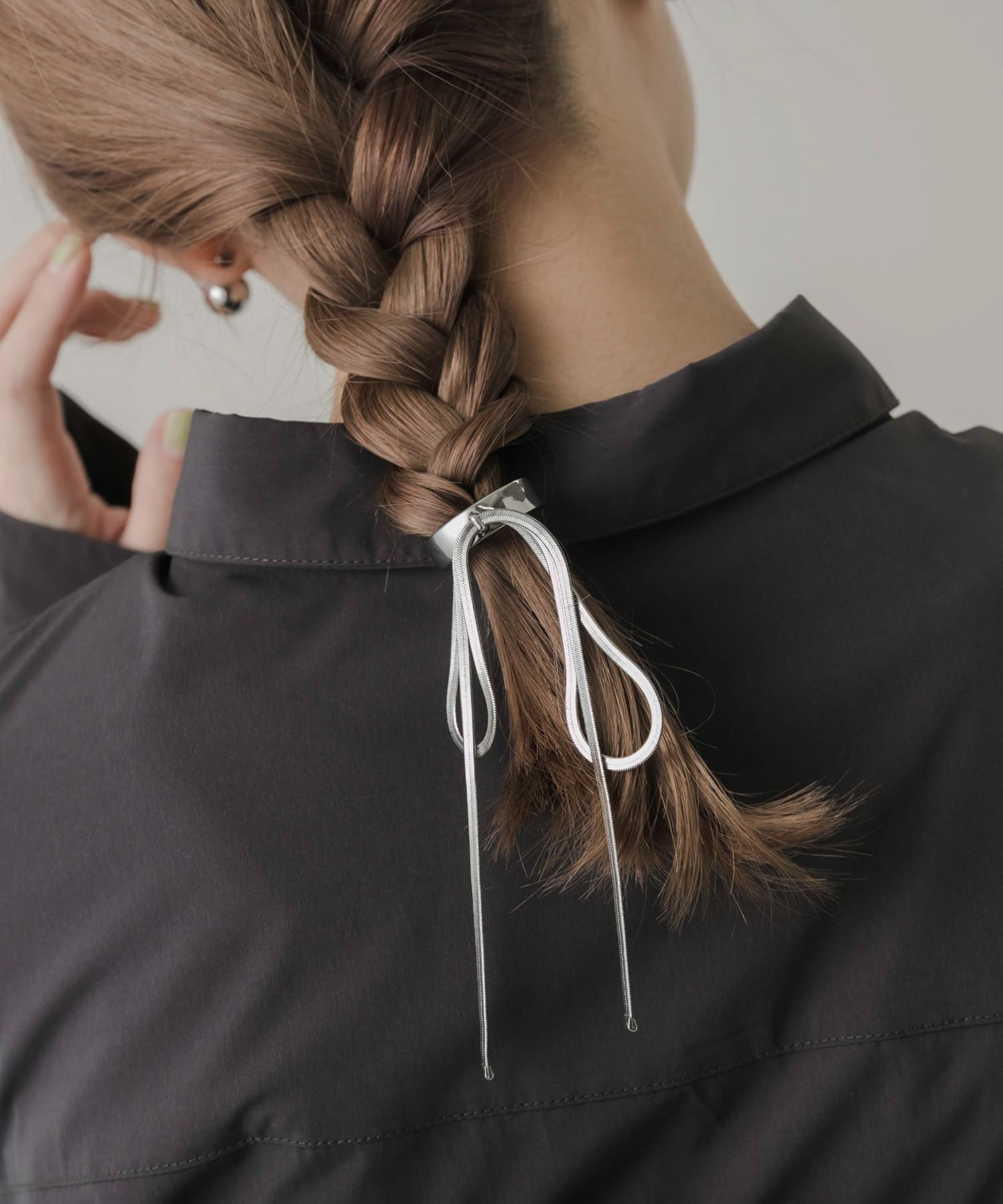 スネークチェーンリボンヘアカフセット SLV -