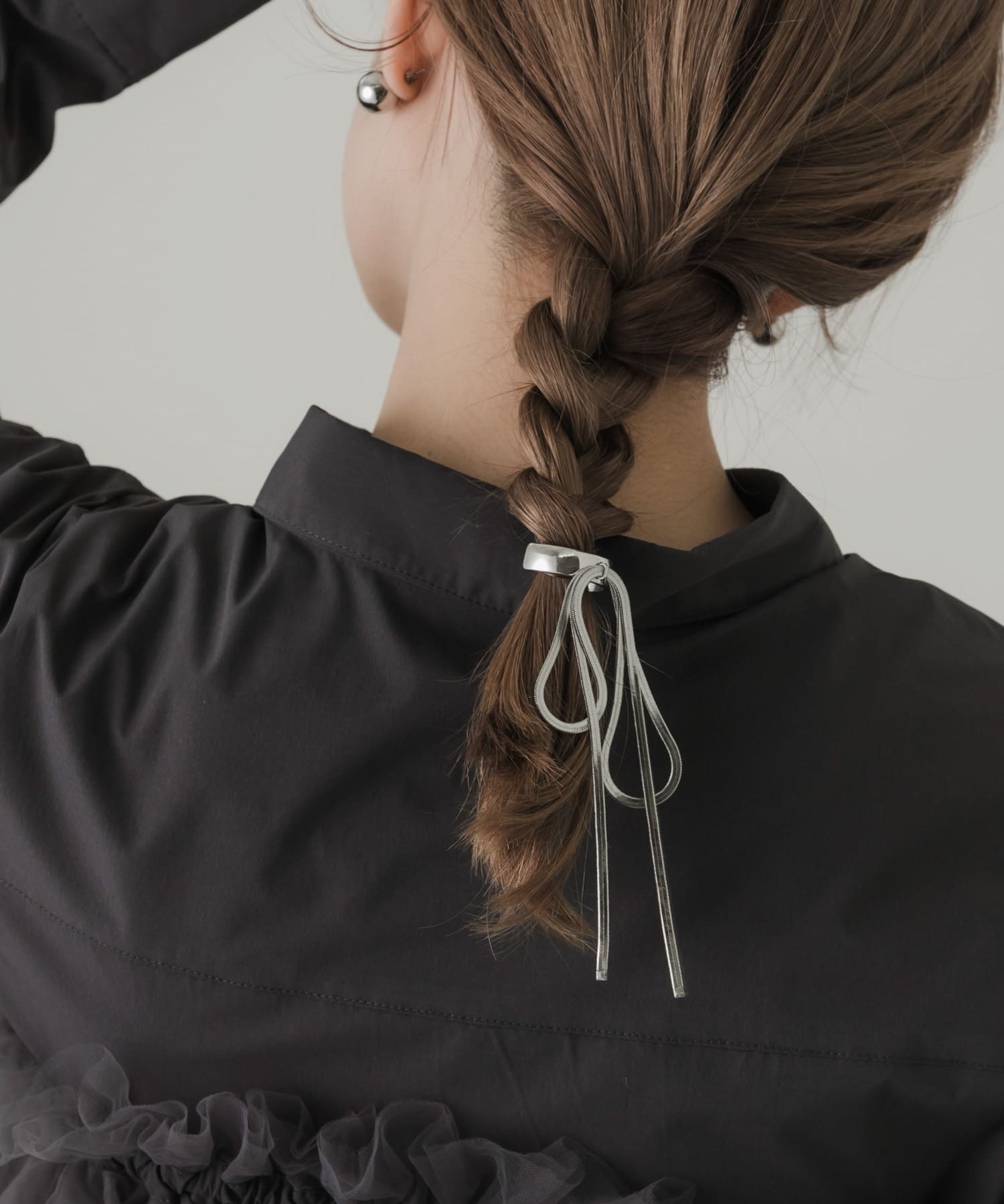 スネークチェーンリボンヘアカフセット SLV -