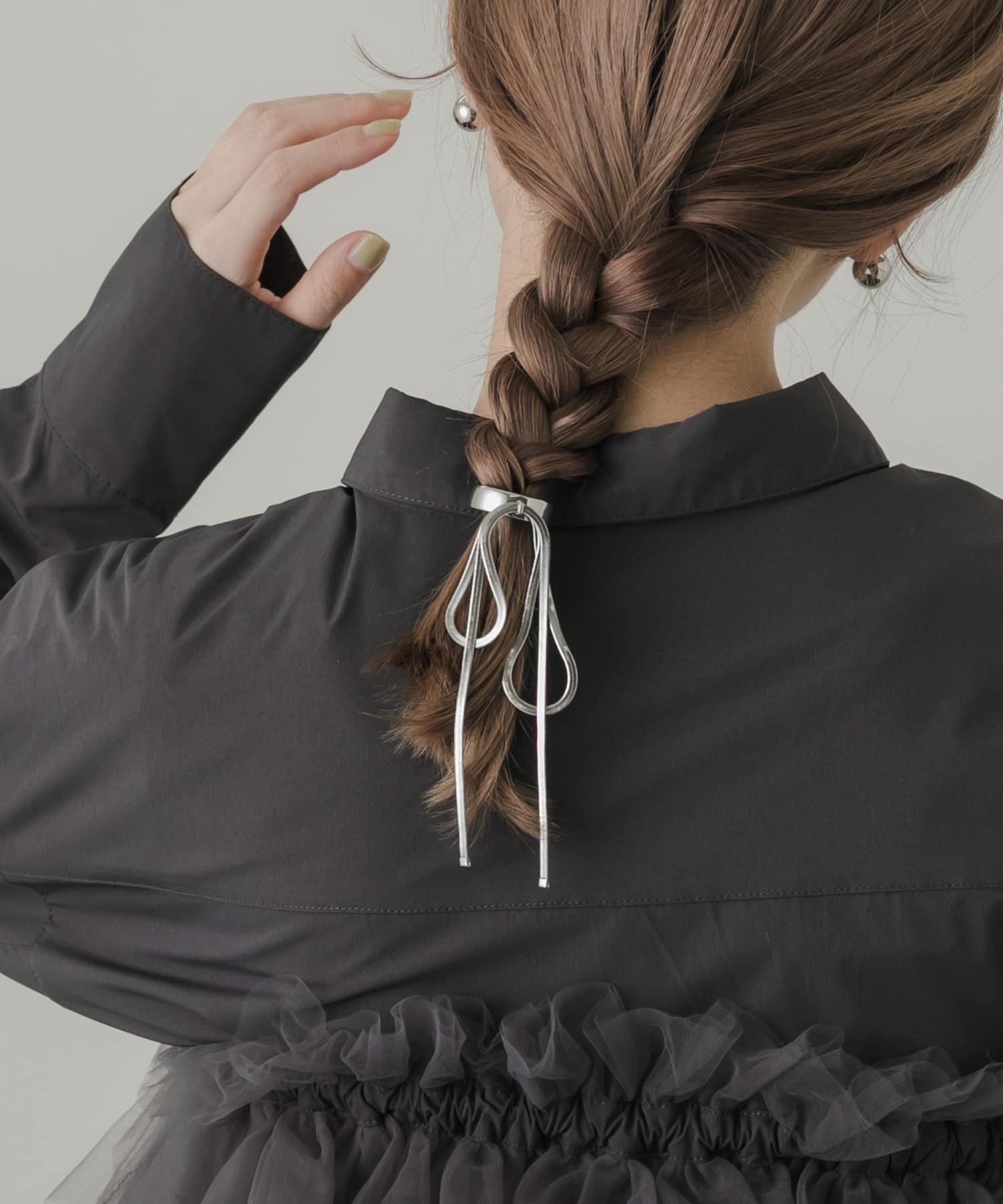 スネークチェーンリボンヘアカフセット SLV -