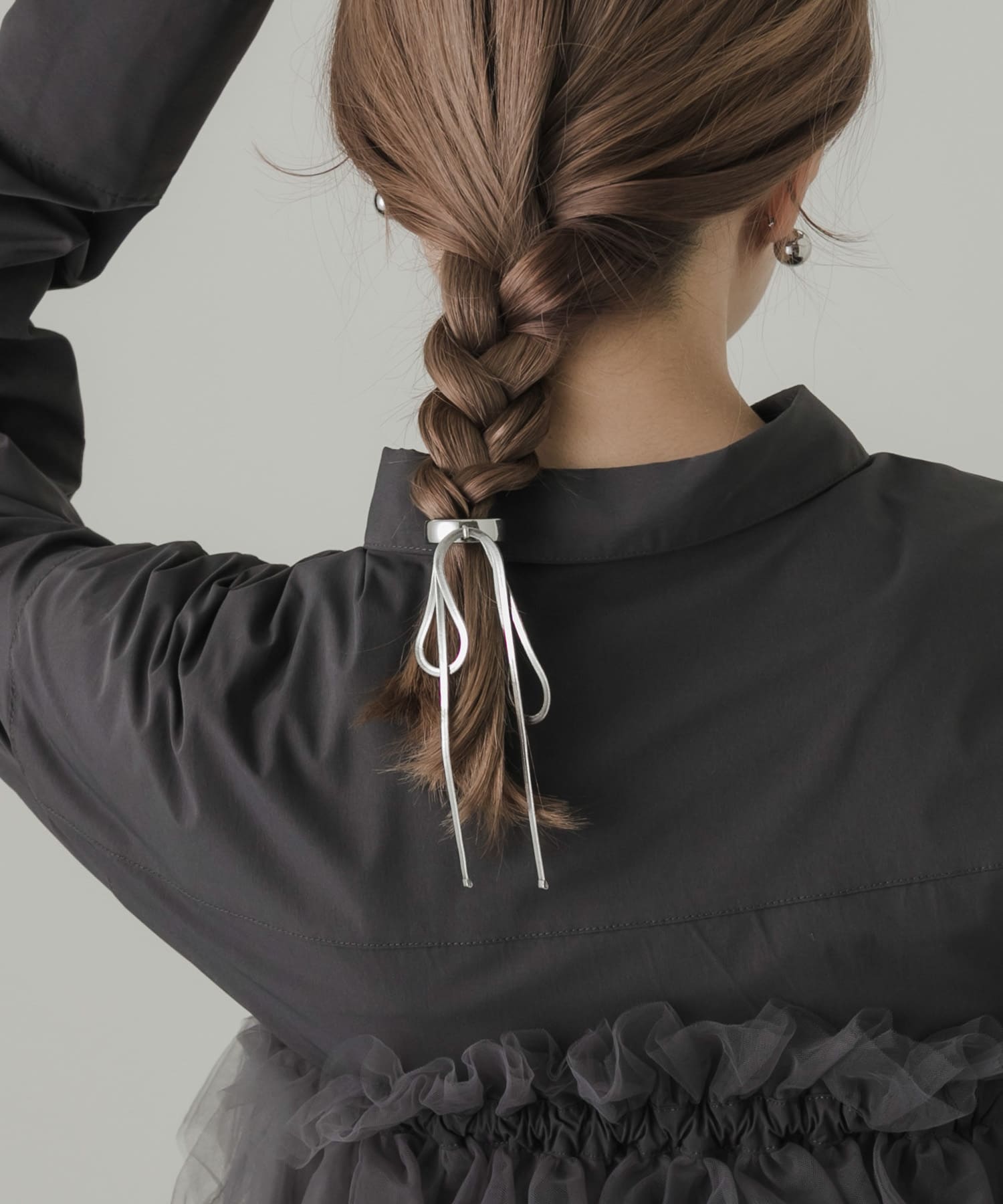 スネークチェーンリボンヘアカフセット SLV -