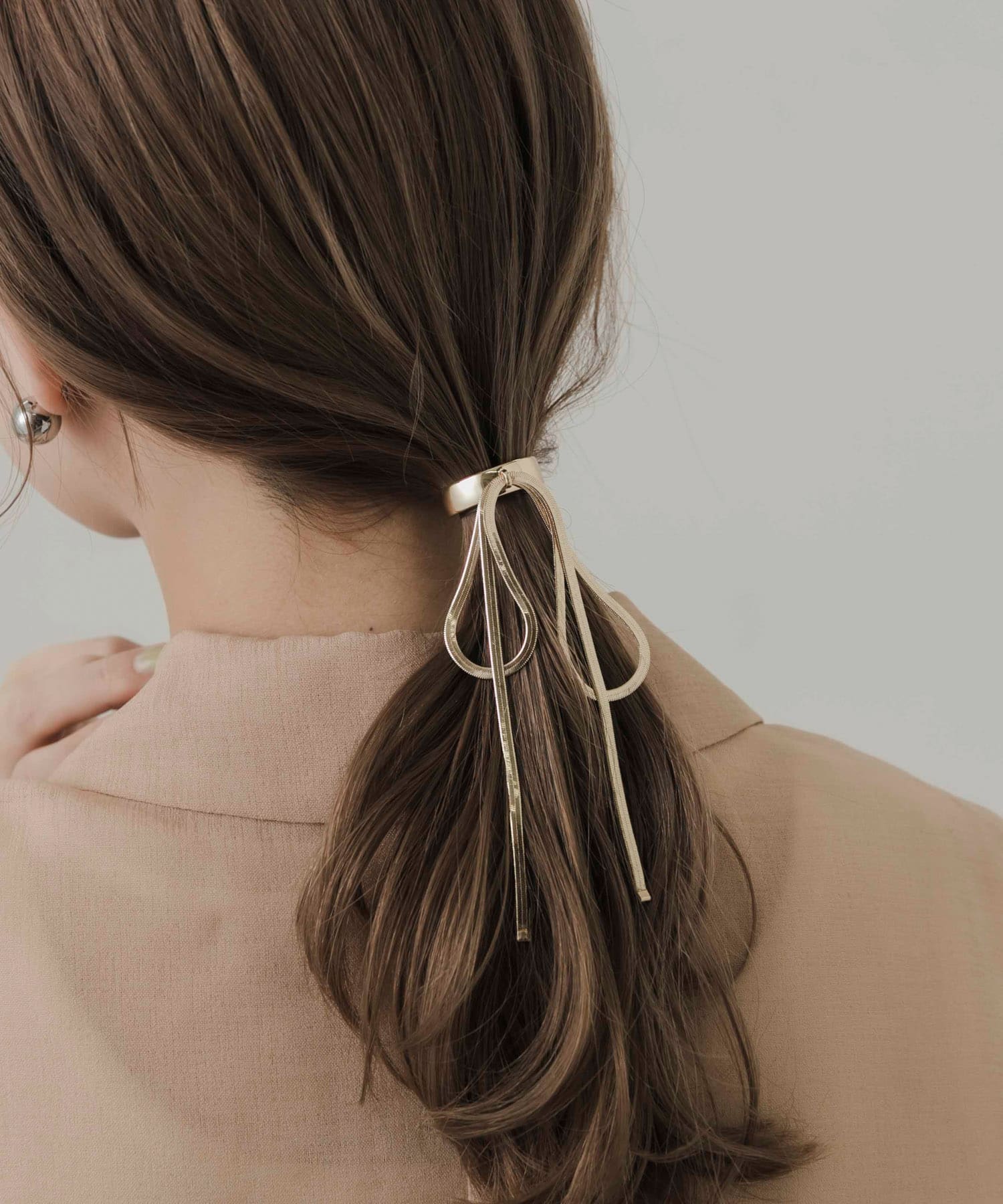 スネークチェーンリボンヘアカフセット GLD -