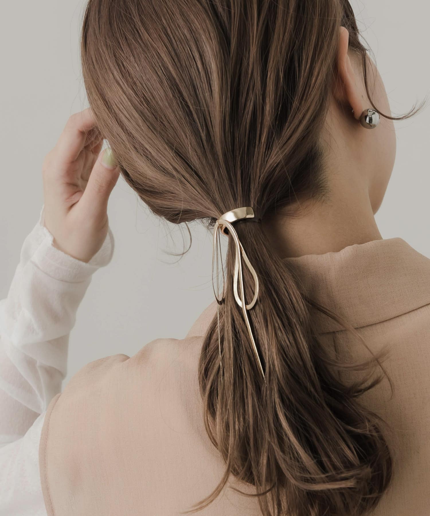 スネークチェーンリボンヘアカフセット GLD -