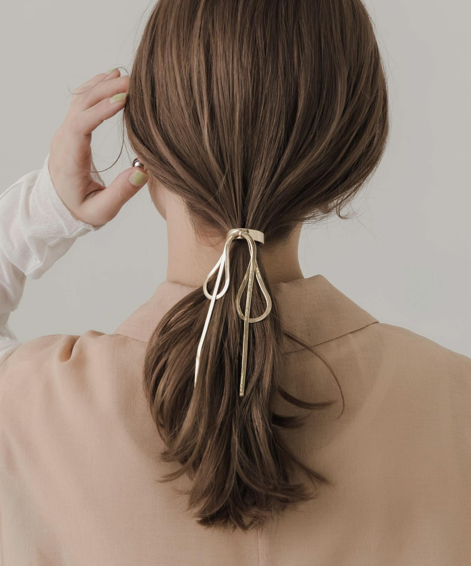 スネークチェーンリボンヘアカフセット GLD -