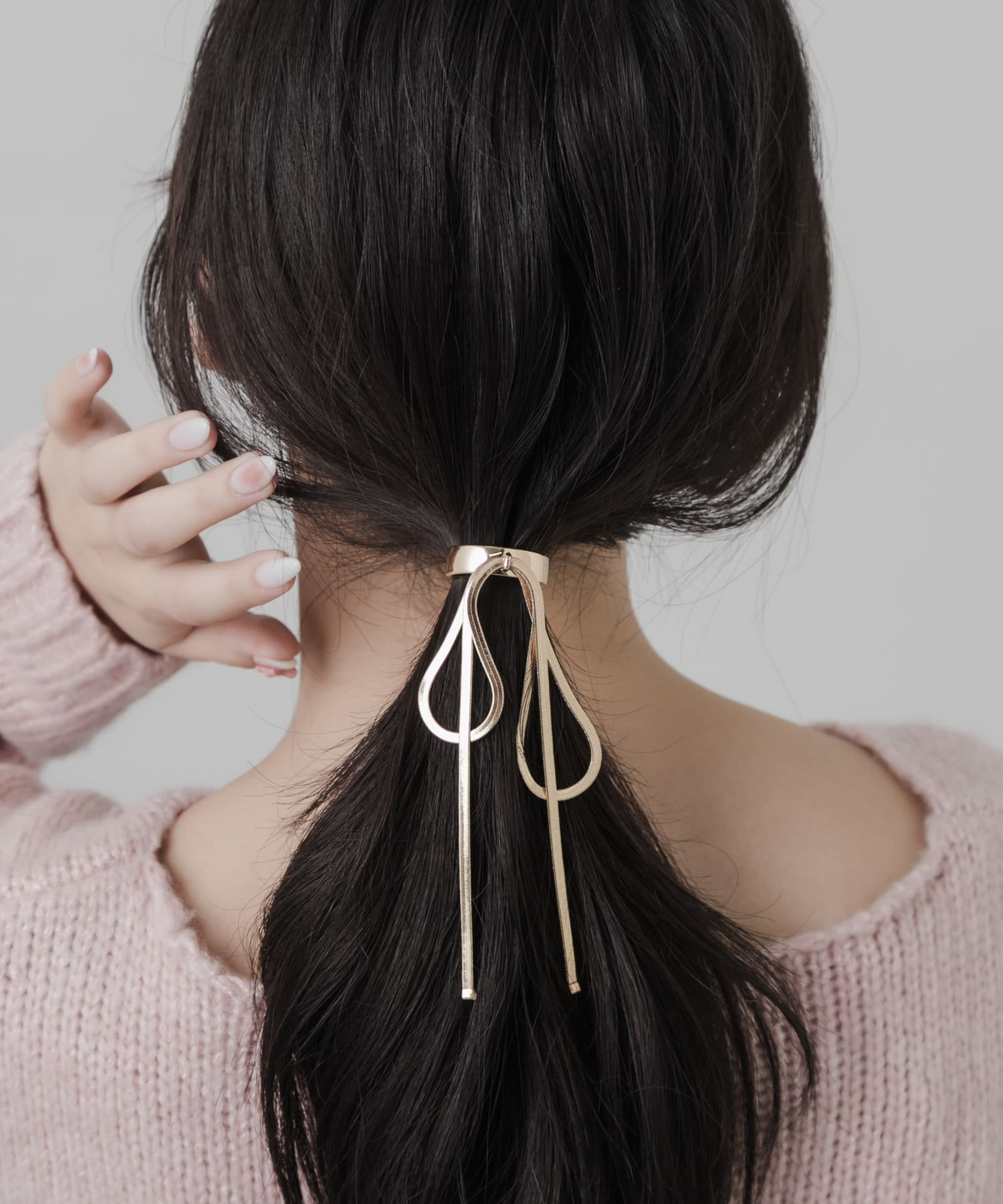 スネークチェーンリボンヘアカフセット GLD -