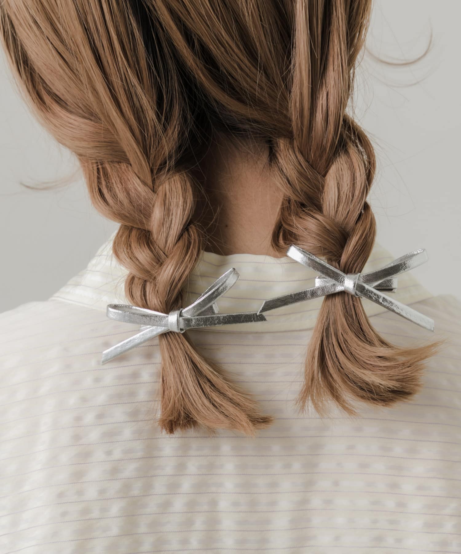 フェイクレザーリボン2セットピン