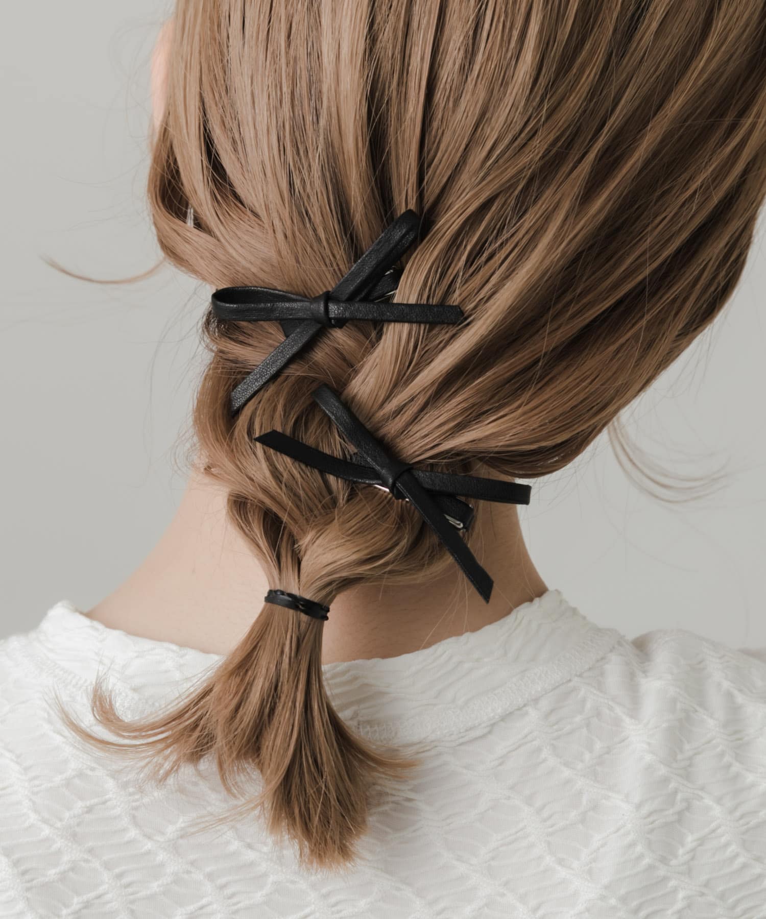 フェイクレザーリボン2セットピン