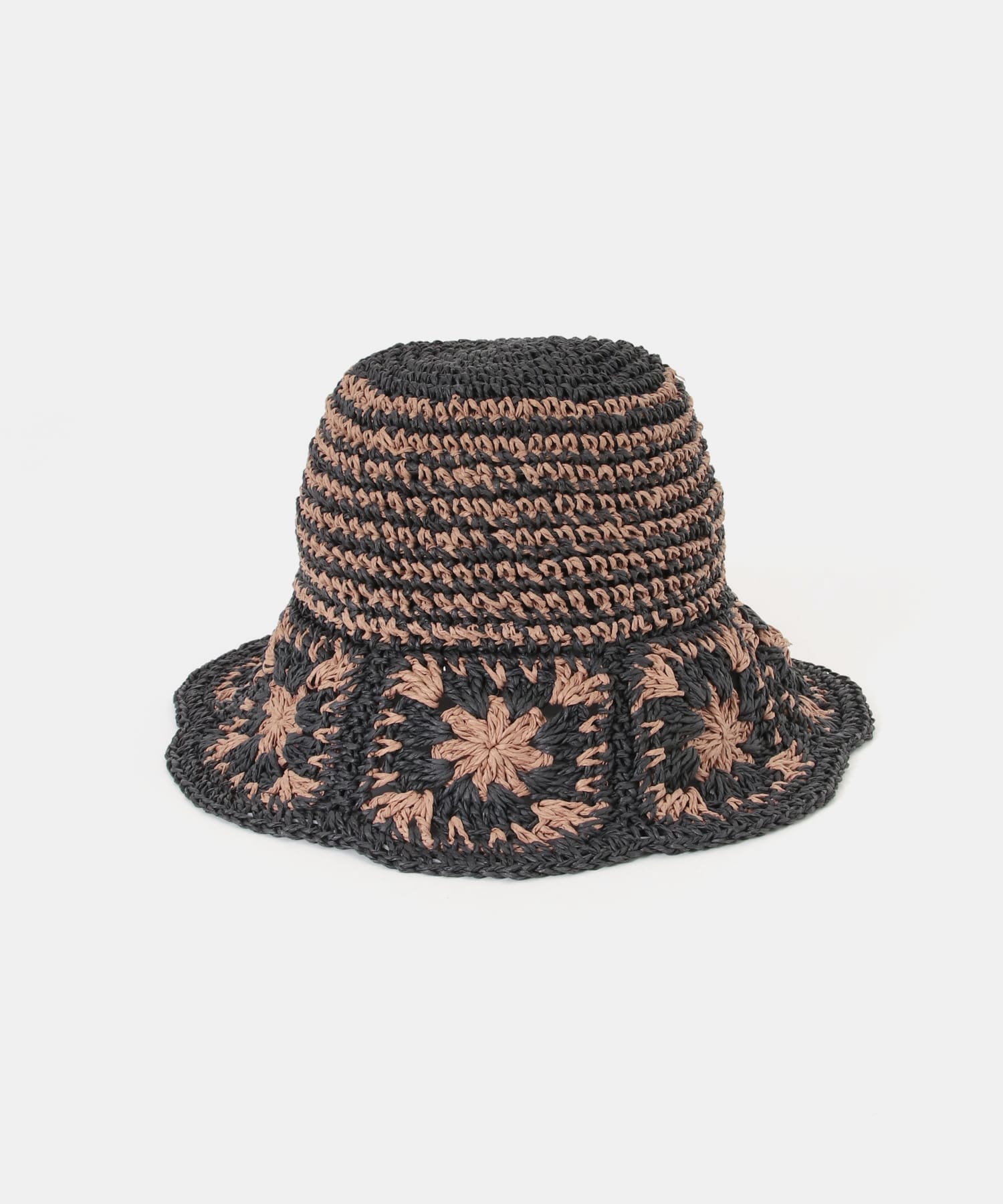 クロシェモチーフペーパーハット BLK/BEG -