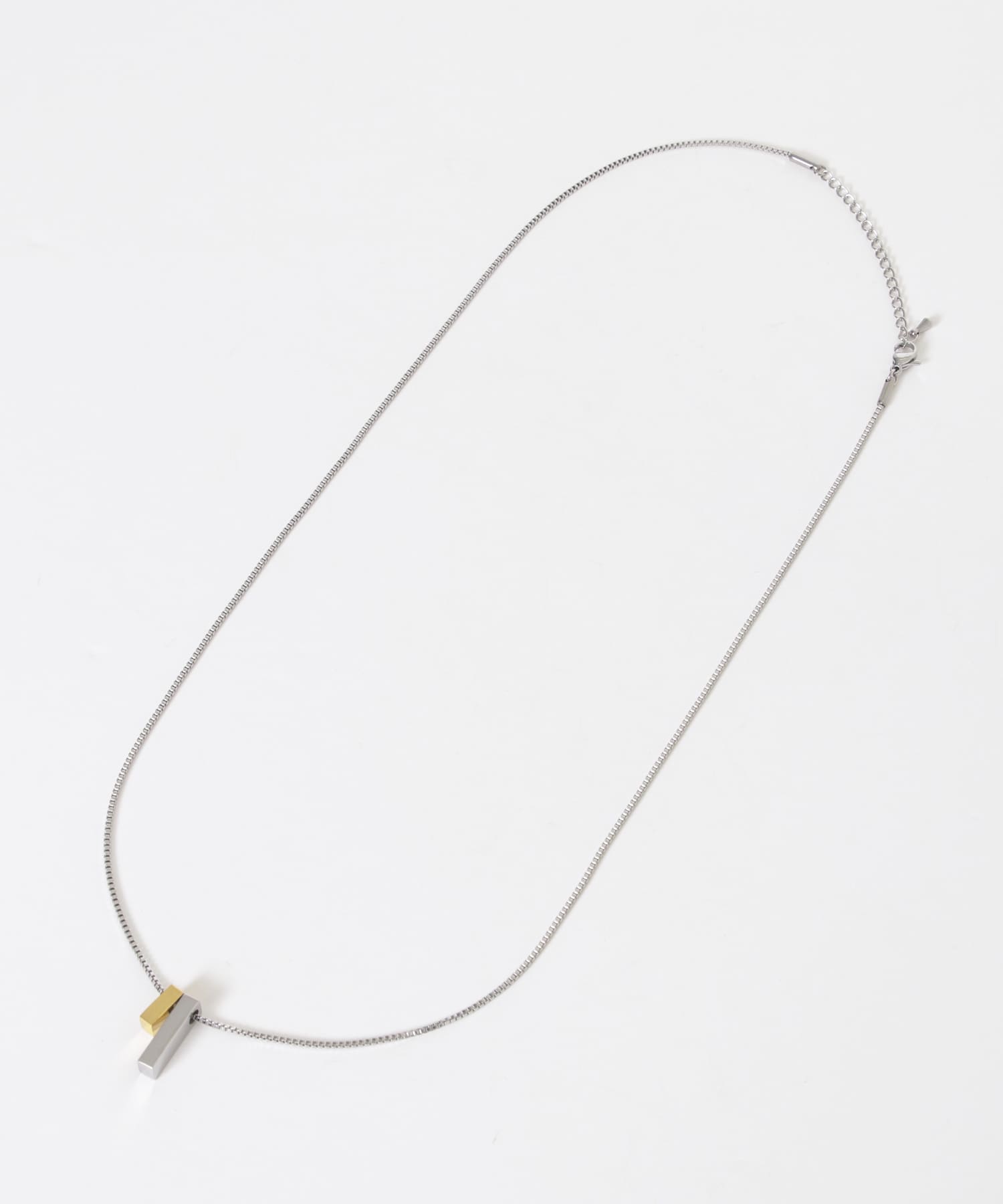 ステンレスコンビトップスクエアネックレス SLV/GLD -