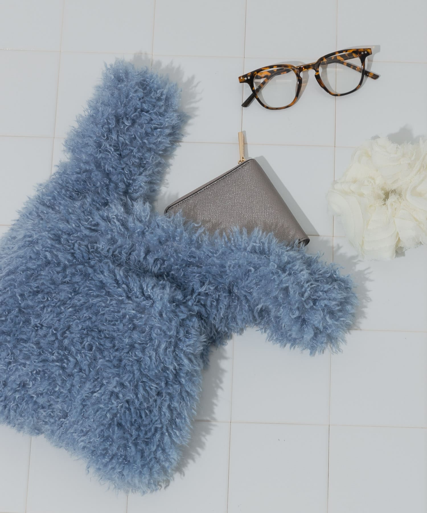 シャギーボリュームバッグ BLU -