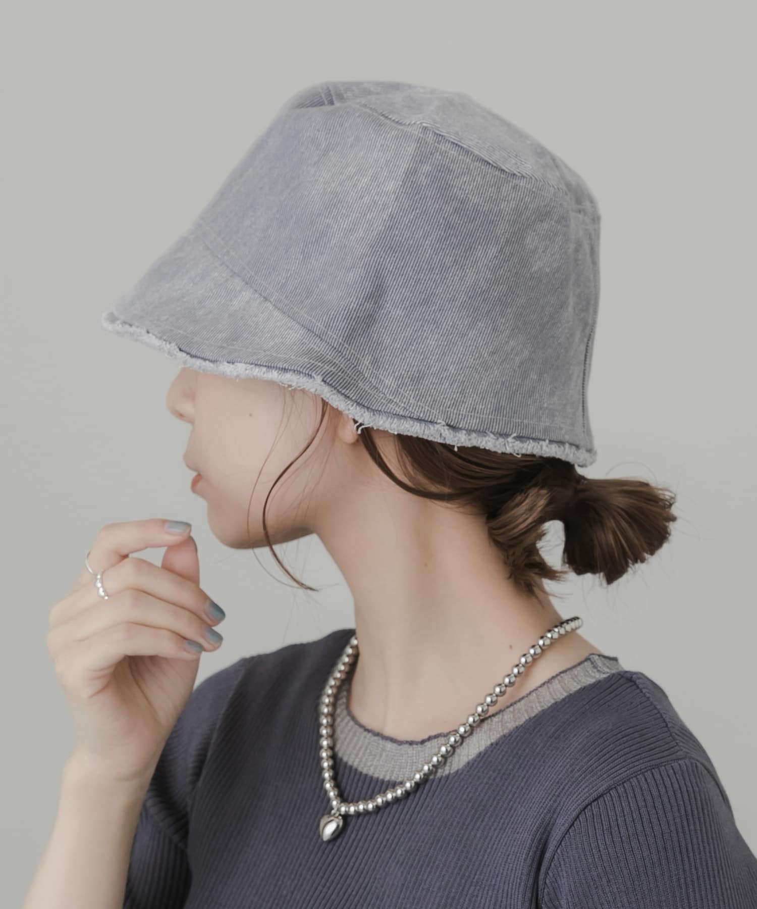 デニムフリンジハット GRY -