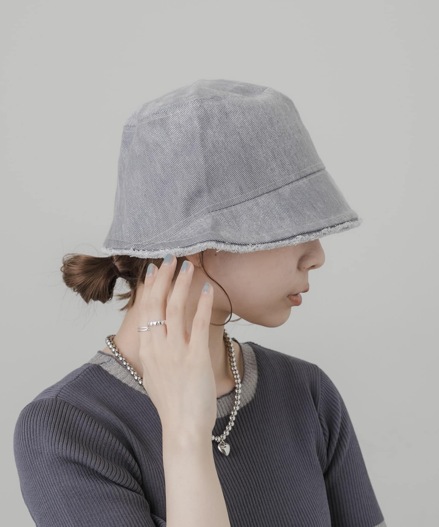 デニムフリンジハット GRY -