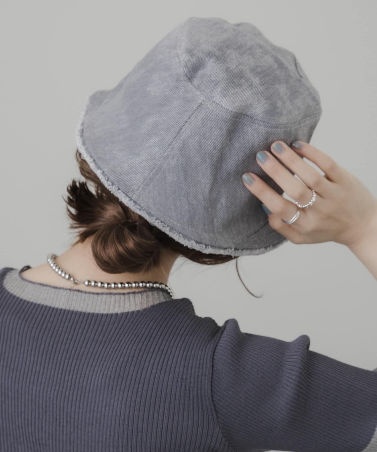 デニムフリンジハット GRY -