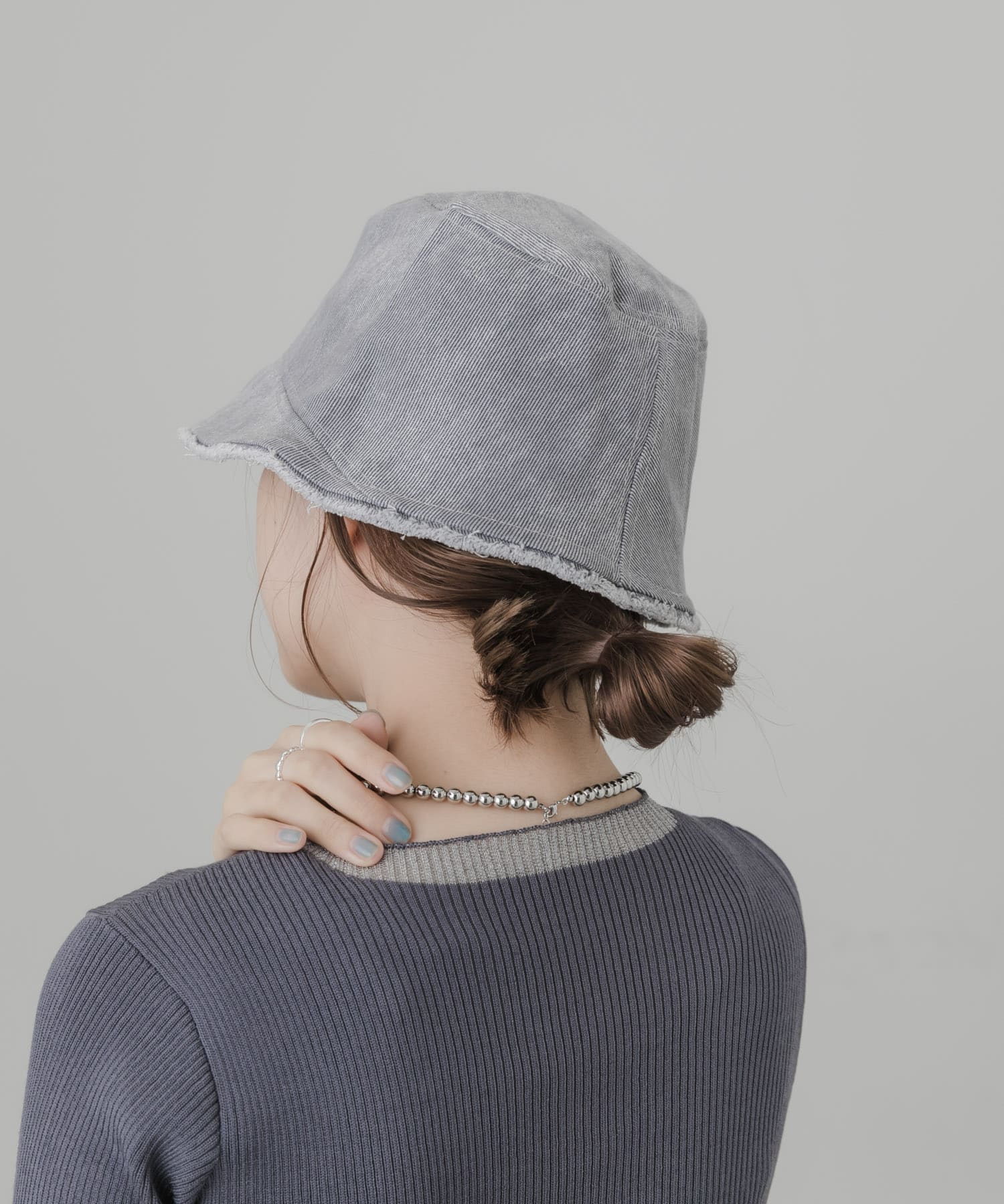 デニムフリンジハット GRY -