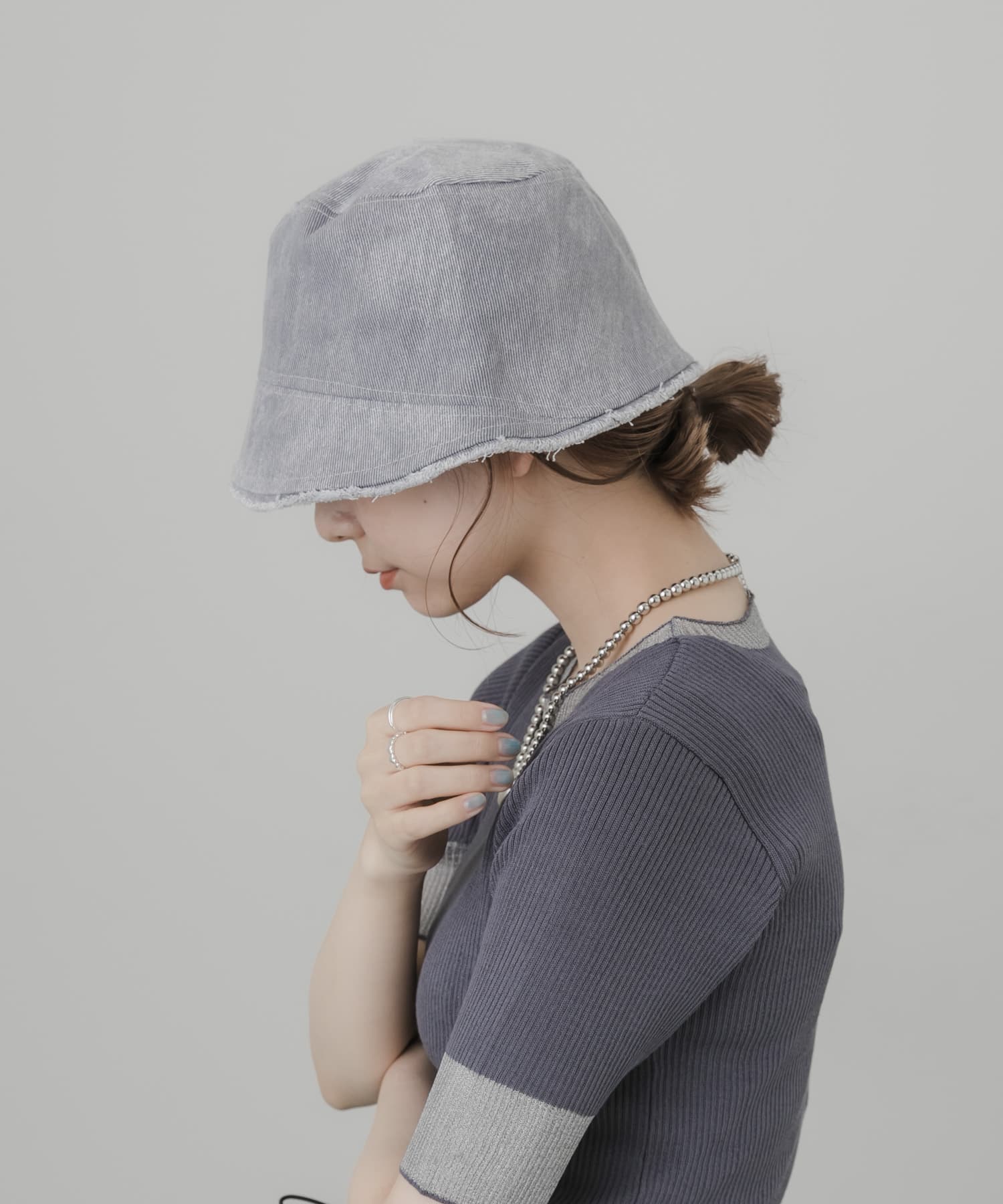 デニムフリンジハット GRY -