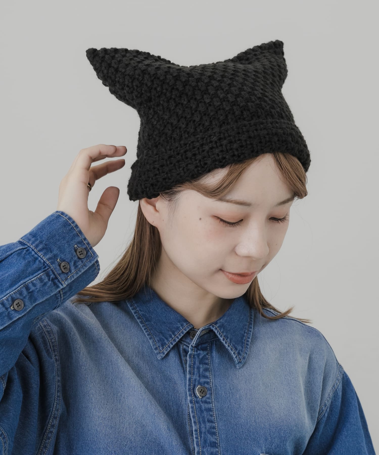 ネコミミワッチキャップ BLK -