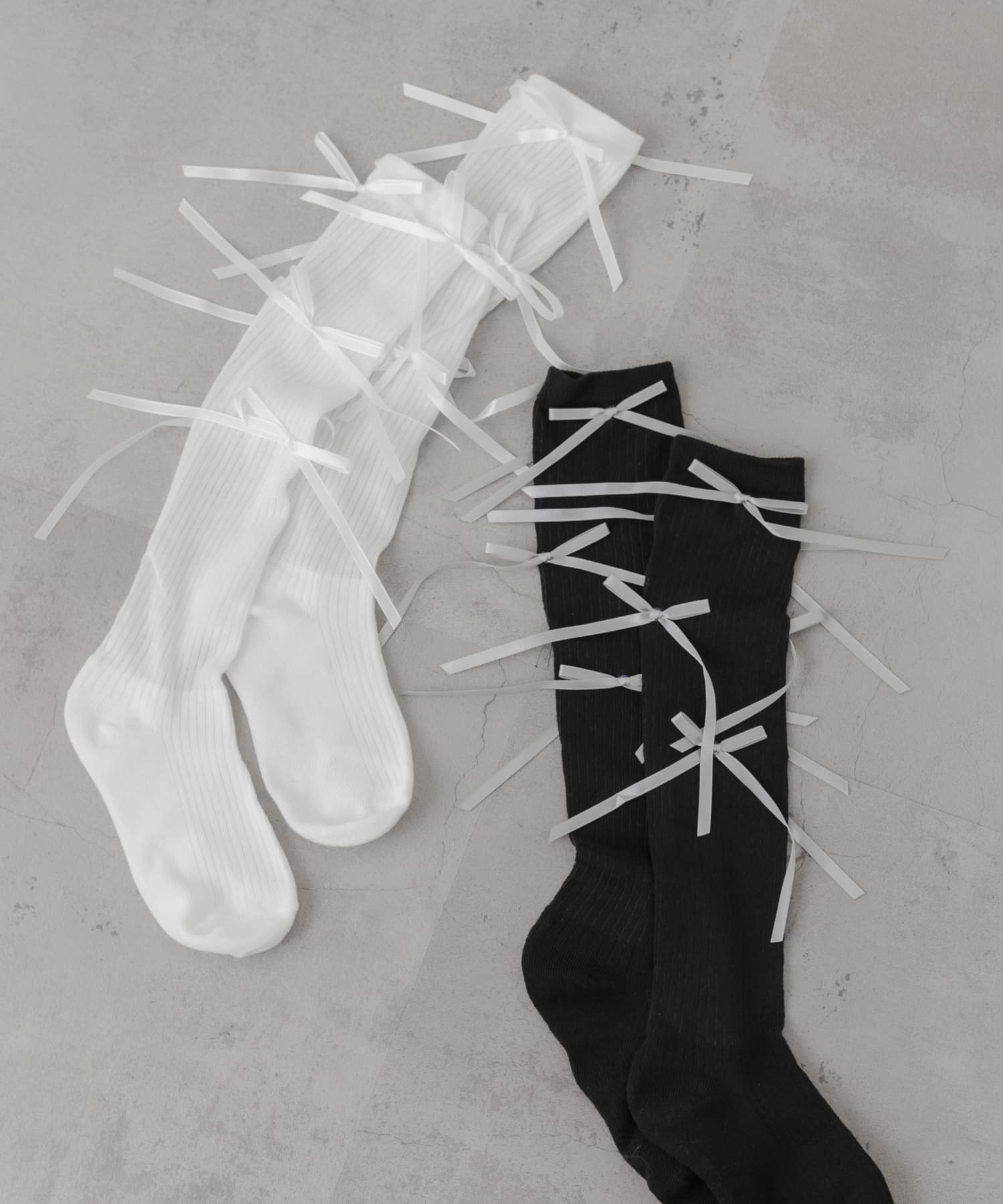 リボンハイソックス BLK 22-25