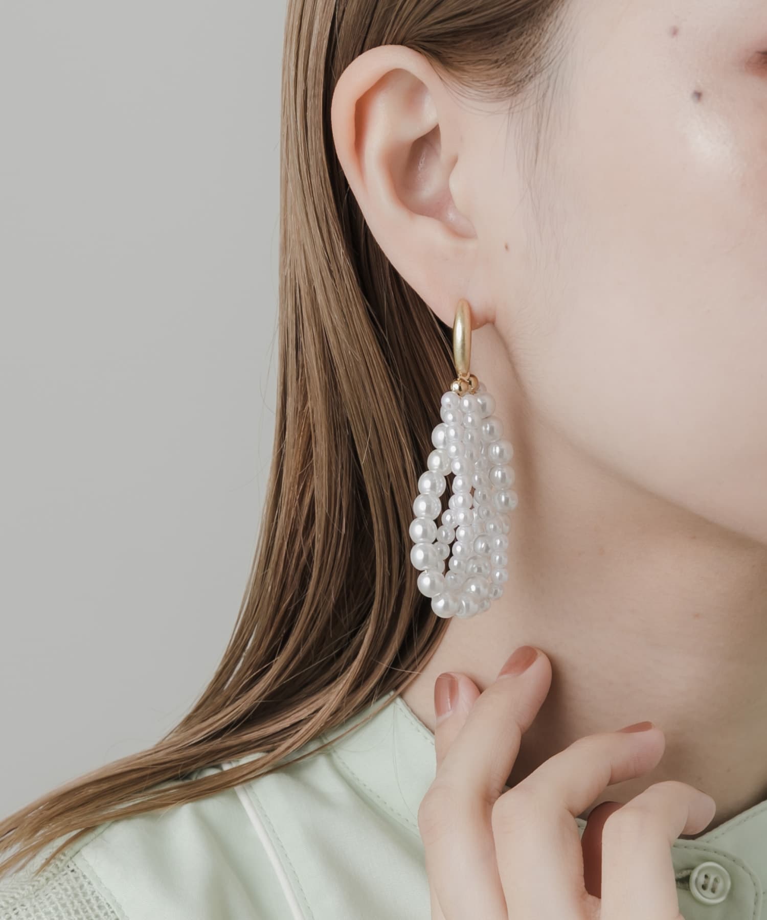 ツブツブパールフープピアス GLD/IVO -