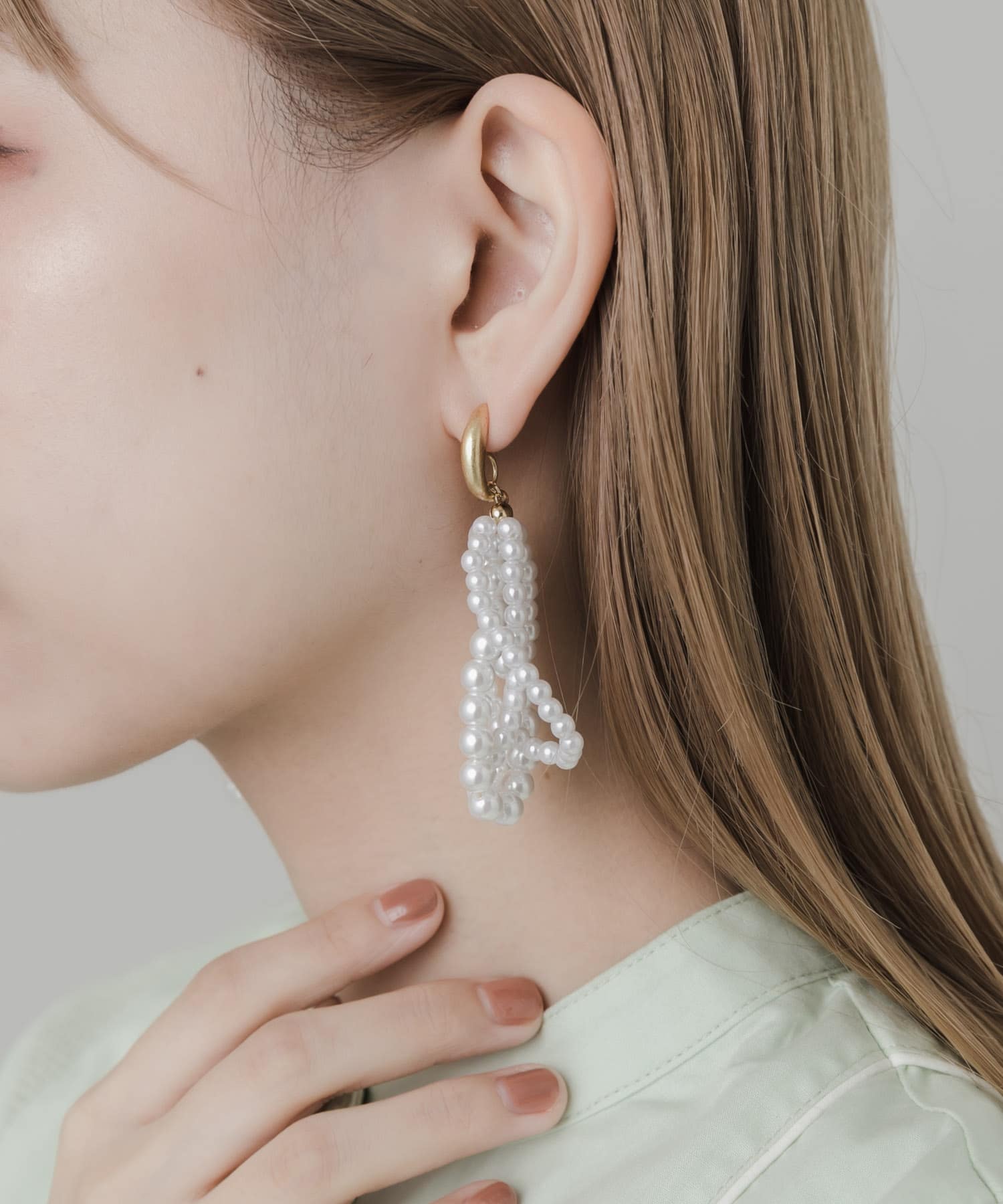 ツブツブパールフープピアス GLD/IVO -