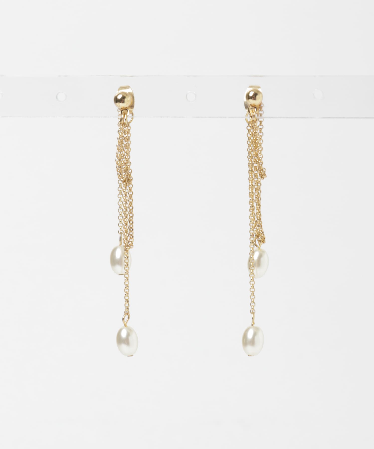 ドロップパールチェーンループピアス(- GLD): アクセサリー