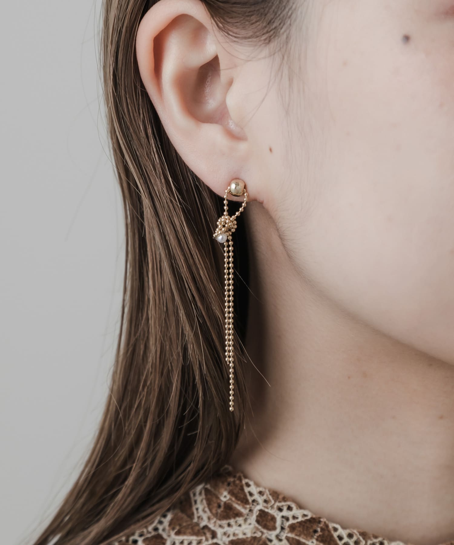 パールタイチェーンピアス GLD -