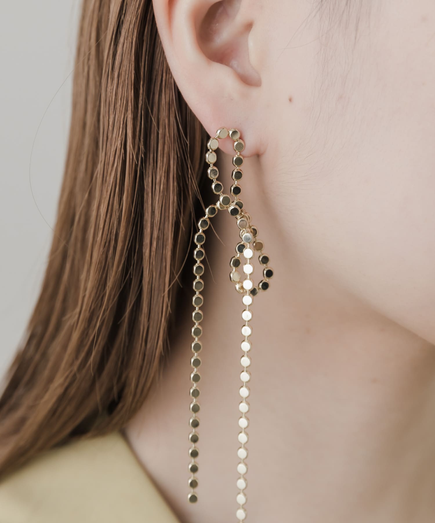 リボンチェーンピアス GLD -