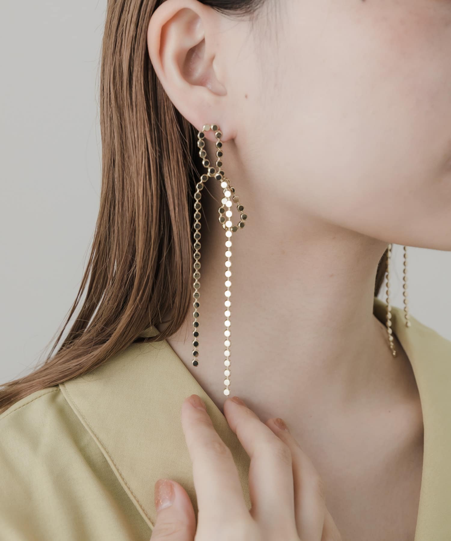 リボンチェーンピアス GLD -