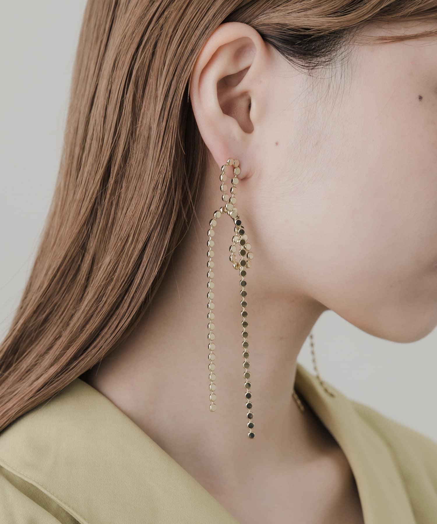 リボンチェーンピアス GLD -