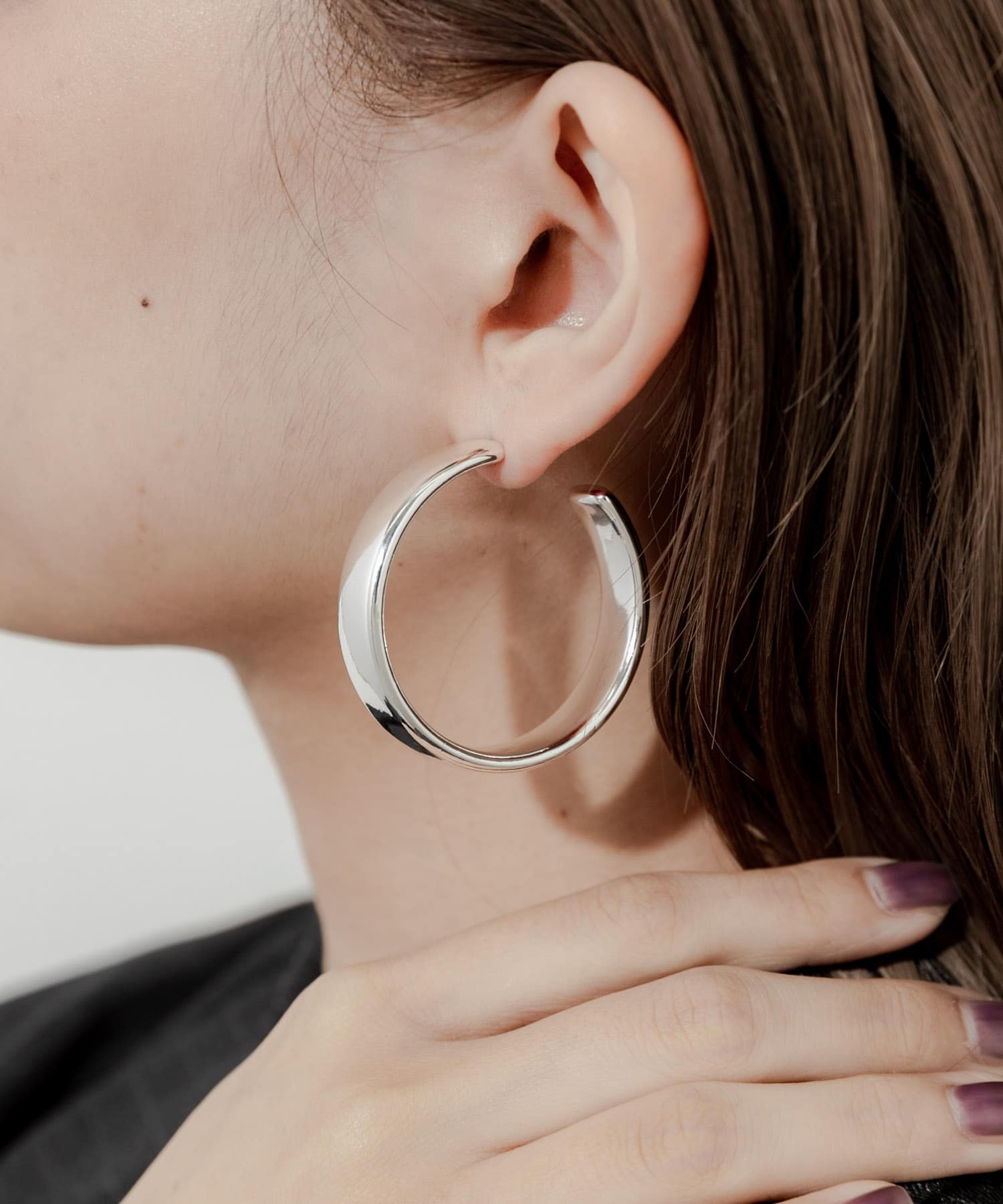 ボリュームフープワイドピアス SLV -