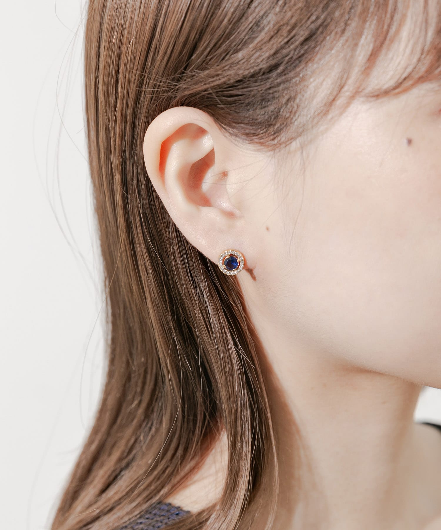 ステンレスビジューミニピアス GLD/BLU -