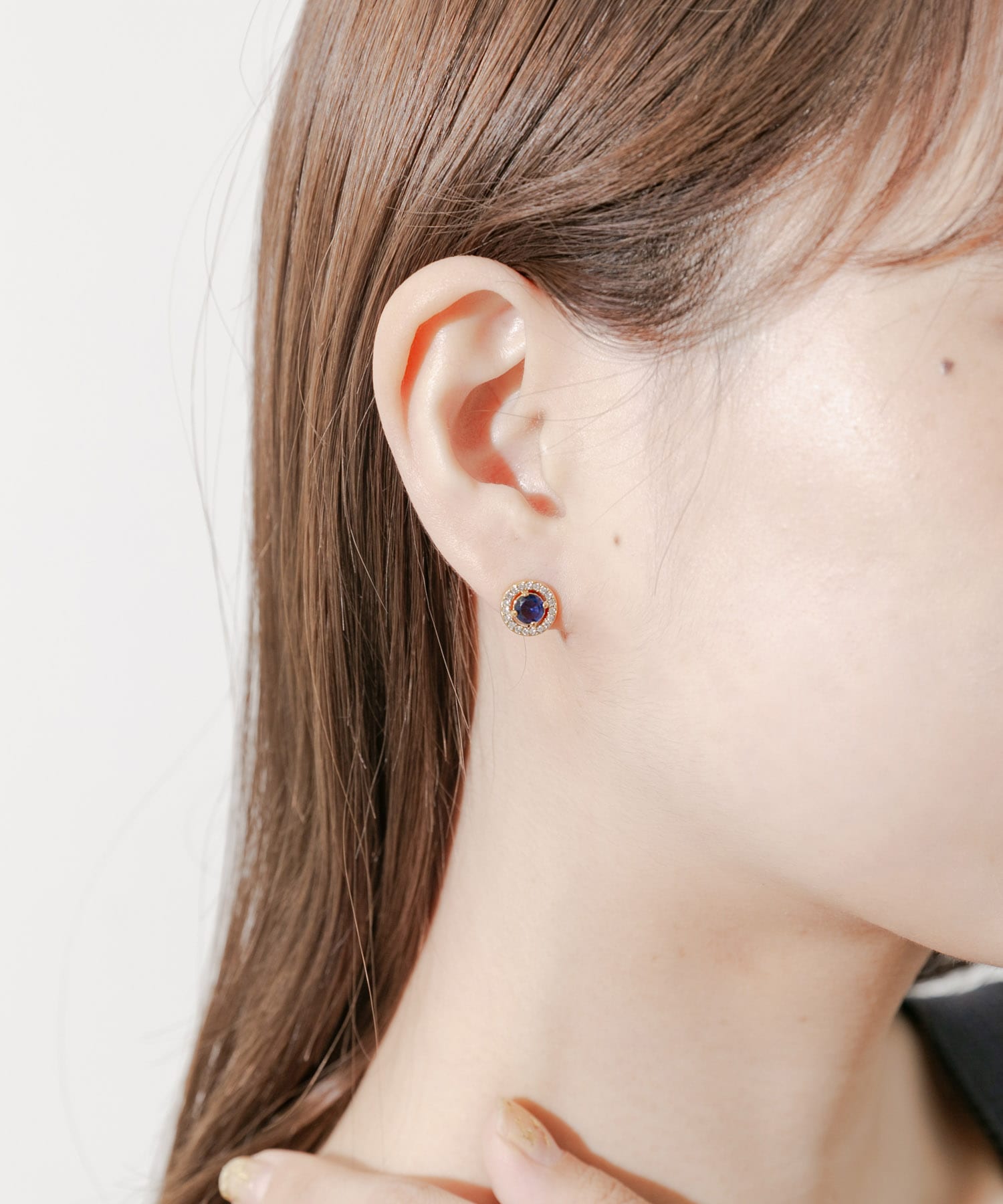 ステンレスビジューミニピアス GLD/BLU -