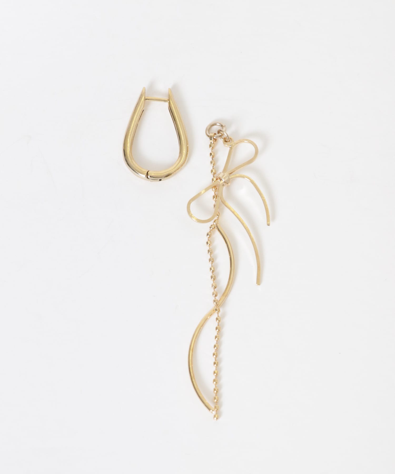 ドロップリボンバーチェーンピアス GLD -
