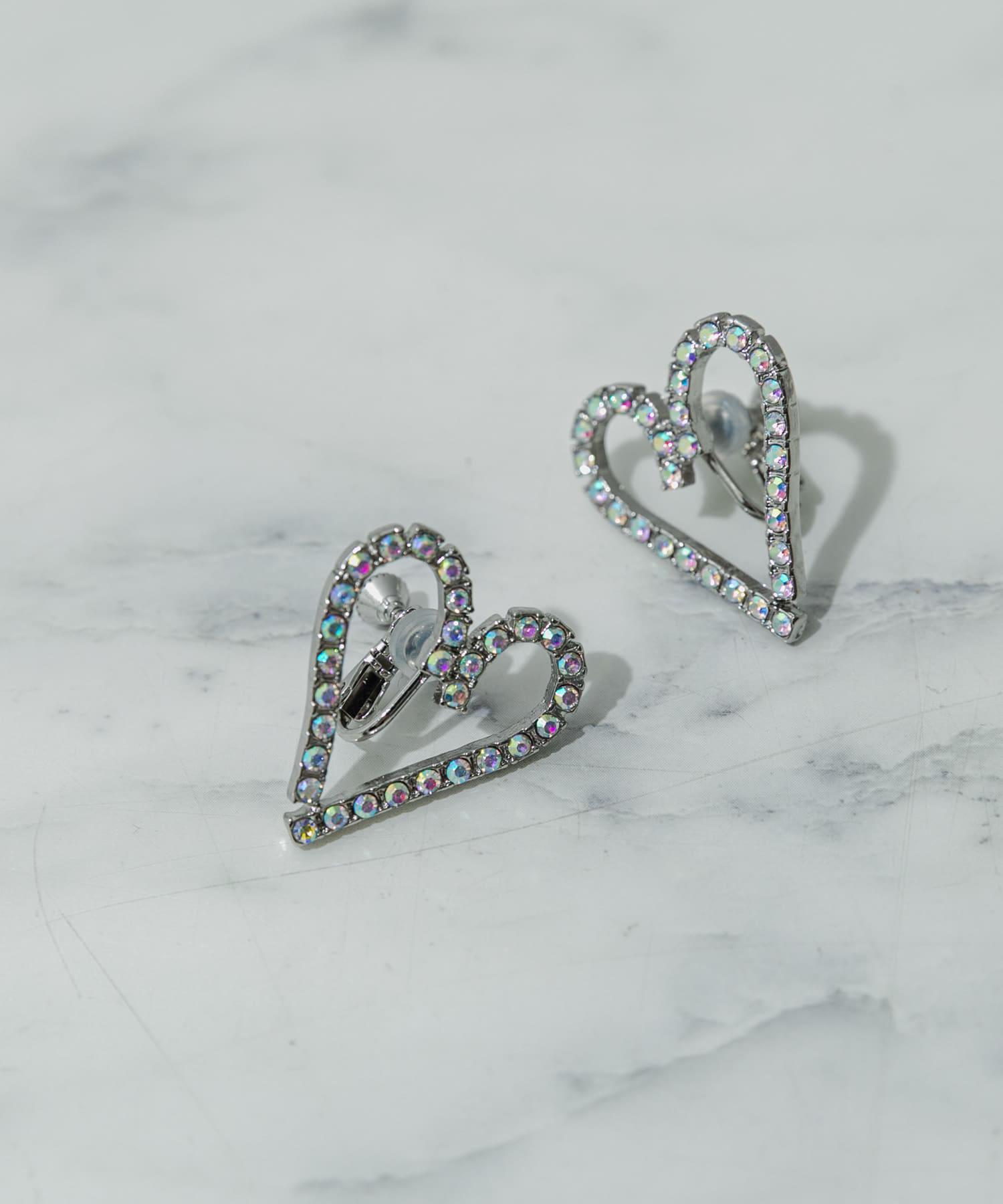 ビジューハートイヤリング SLV -