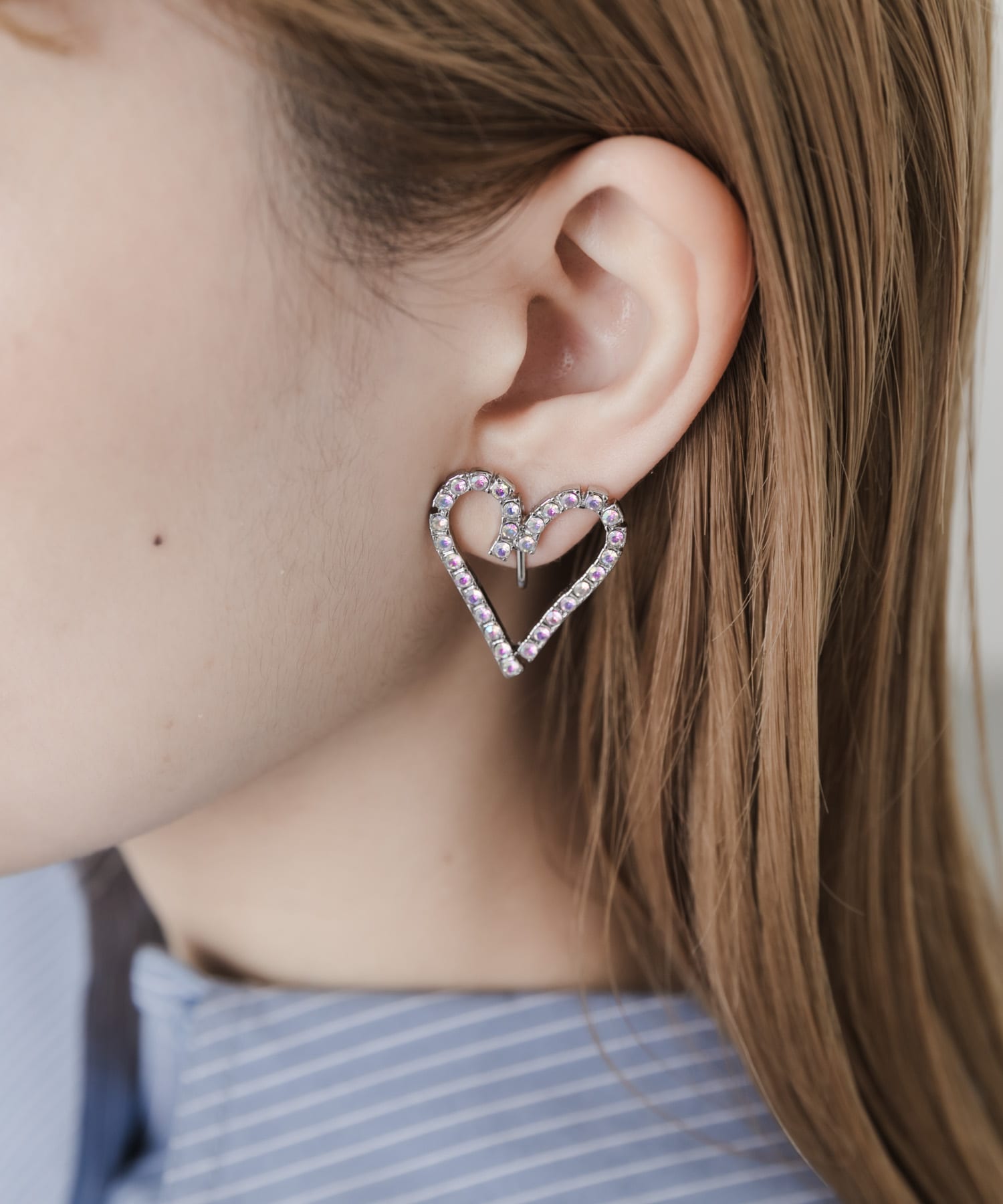 ビジューハートイヤリング SLV -