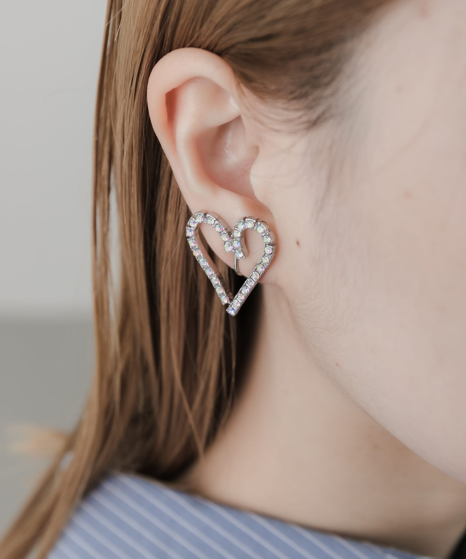 ビジューハートイヤリング SLV -