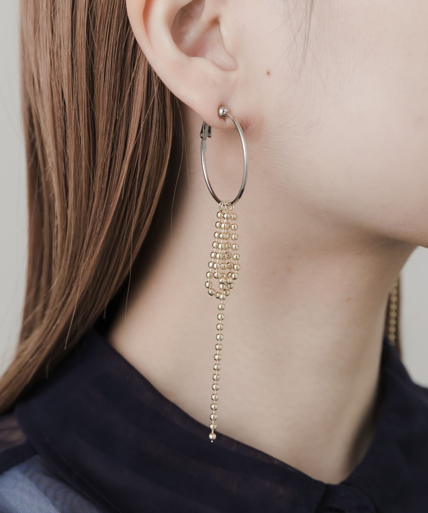 ボールチェーンフープイヤリング SLV/GLD -