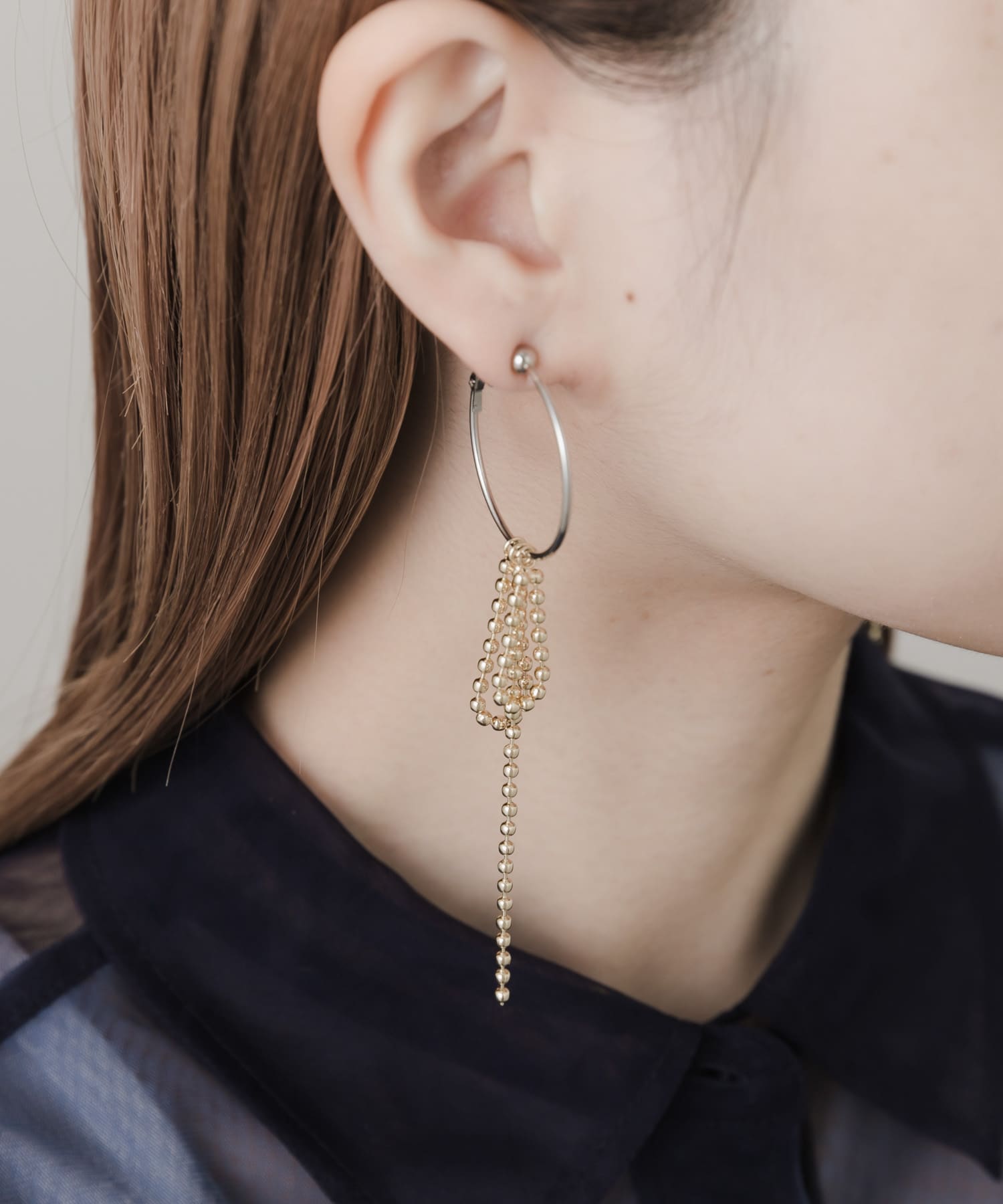 ボールチェーンフープイヤリング SLV/GLD -