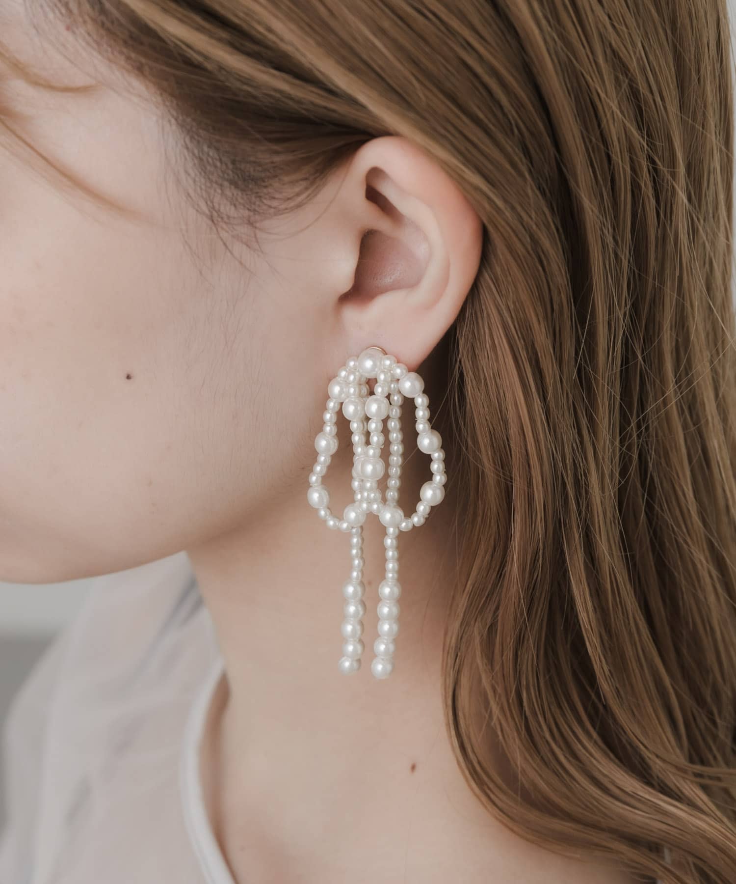 リボンビーズイヤリング IVO -