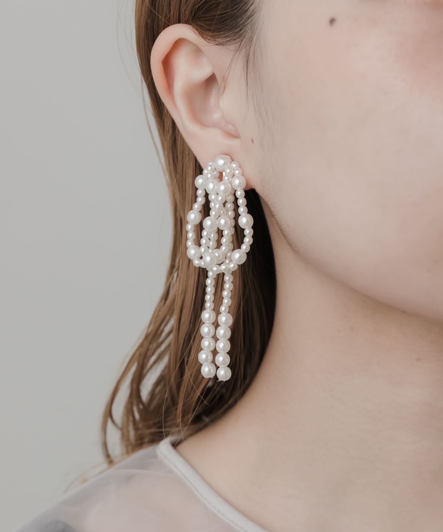 リボンビーズイヤリング IVO -