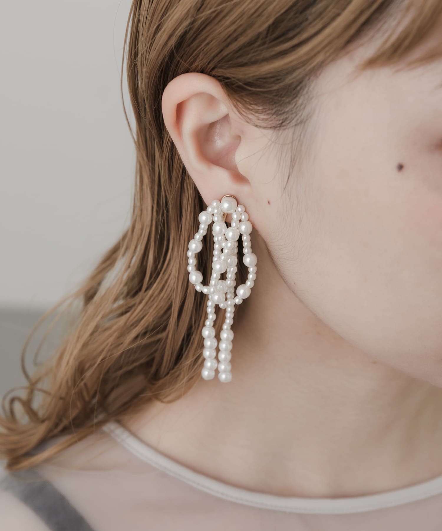 リボンビーズイヤリング IVO -