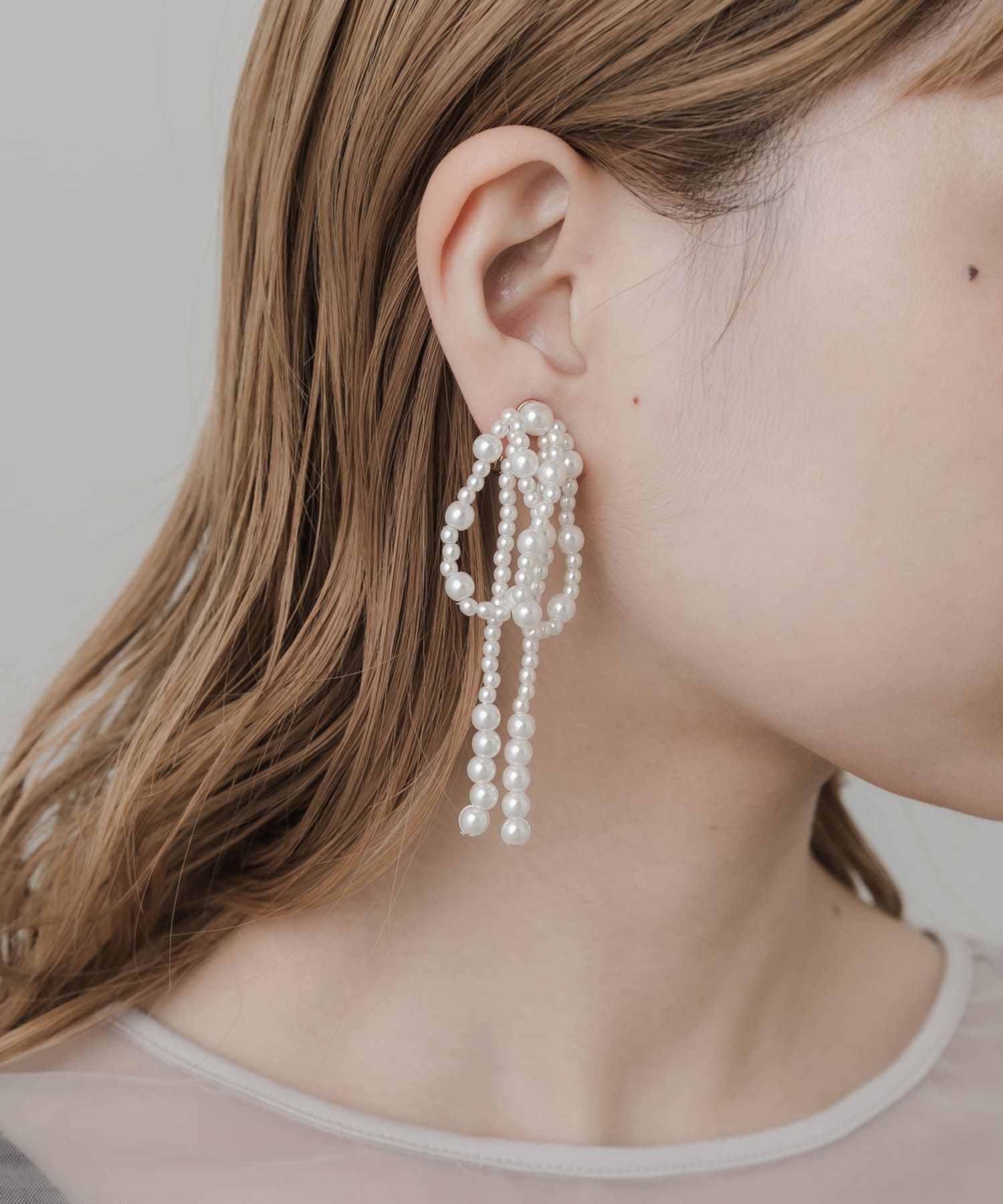 リボンビーズイヤリング IVO -