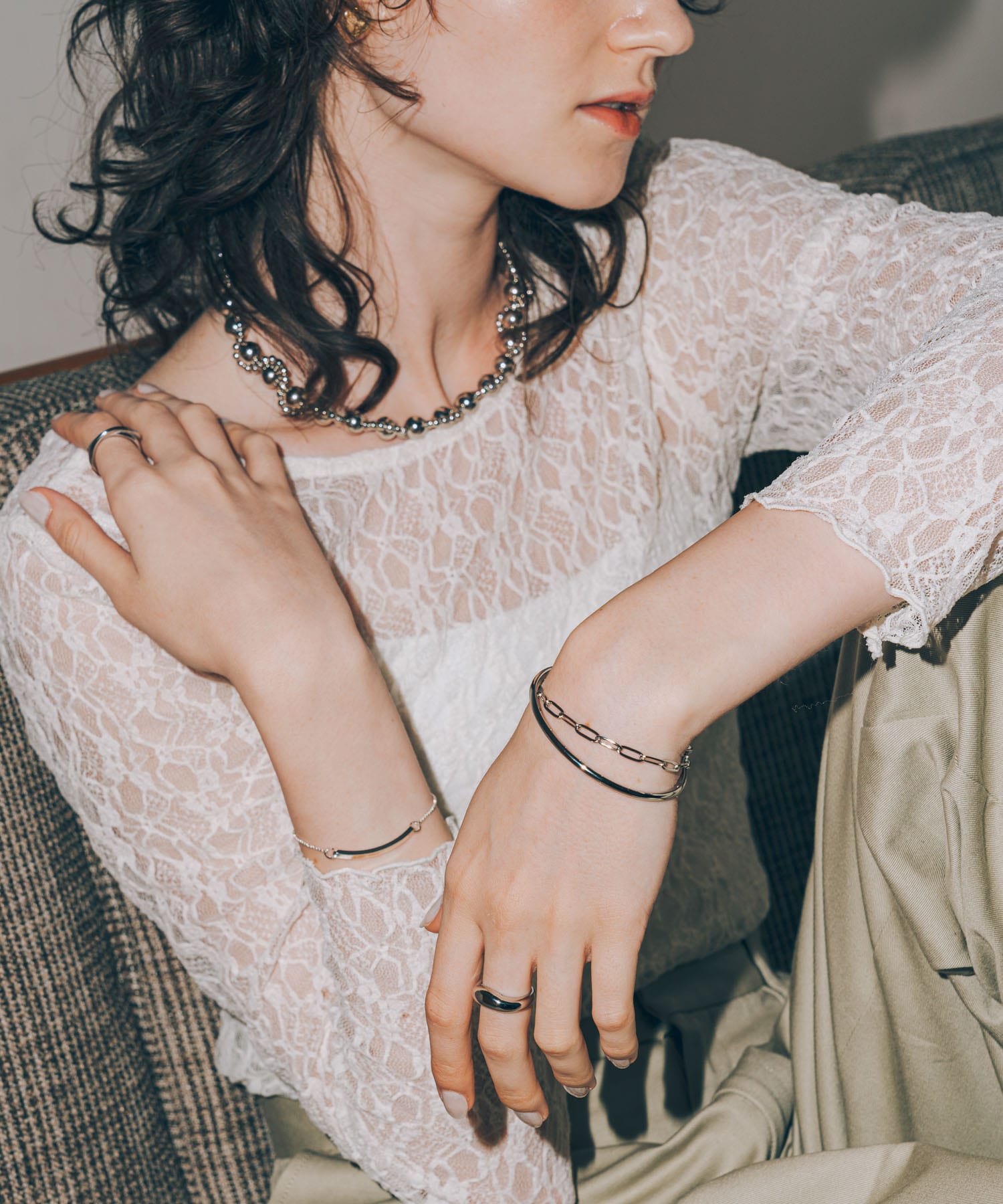 ステンレスシンプルチェーンマンテルブレスレット SLV -