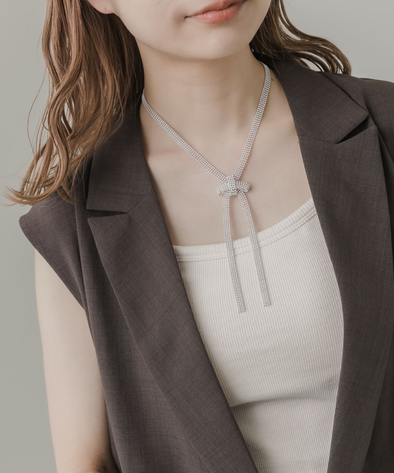 リボンスライドネックレス SLV -