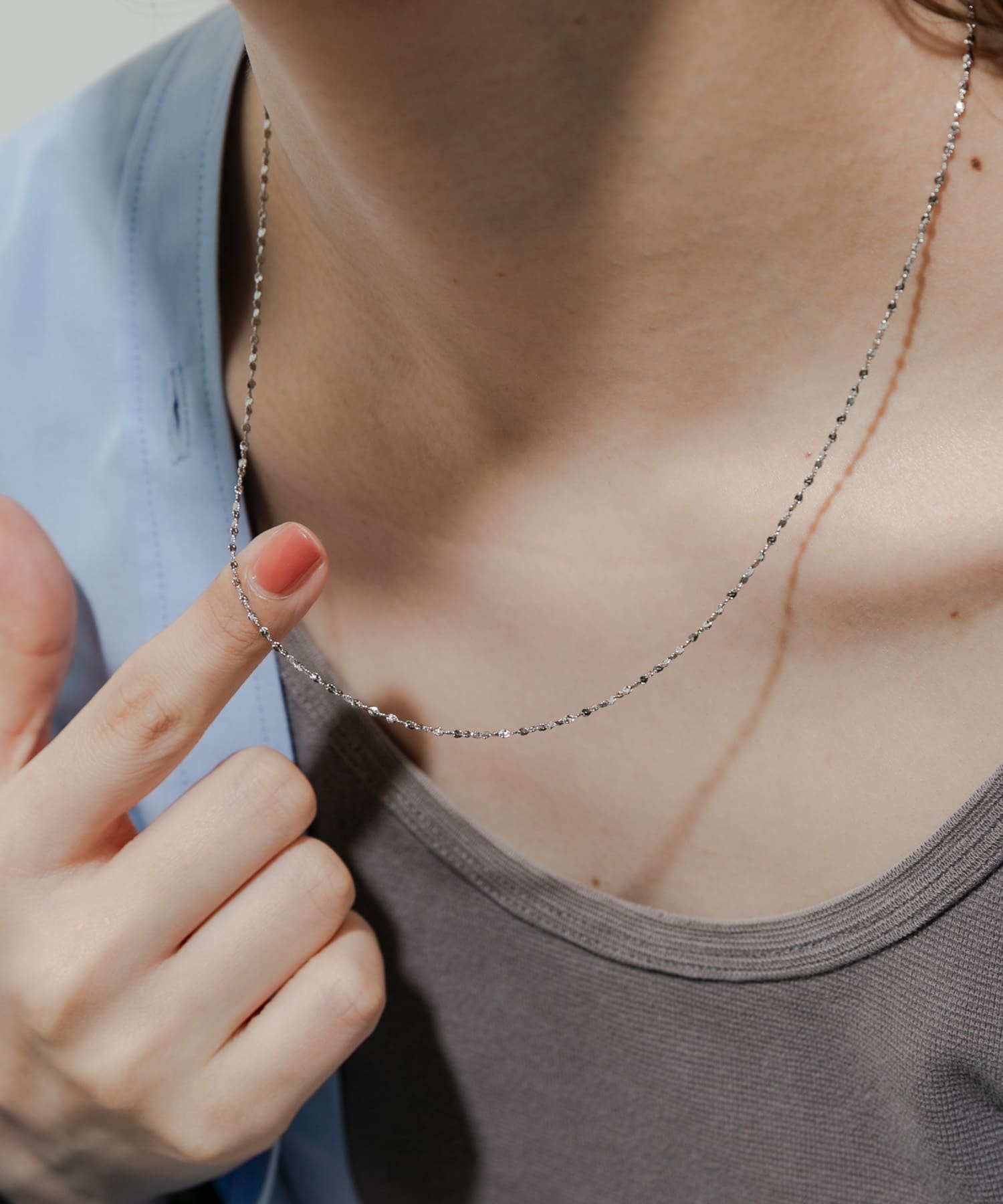 ステンレススクリューチェーンネックレス SLV -