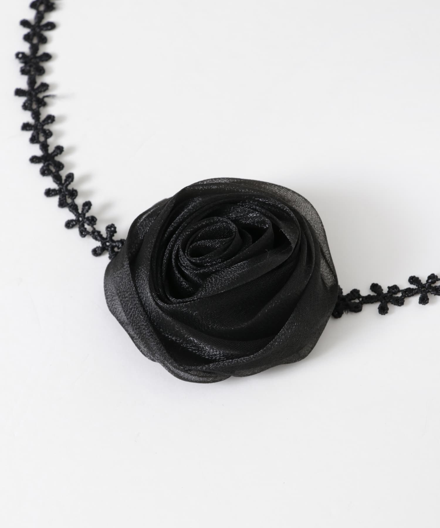 ローズレースチョーカーネックレス BLK -