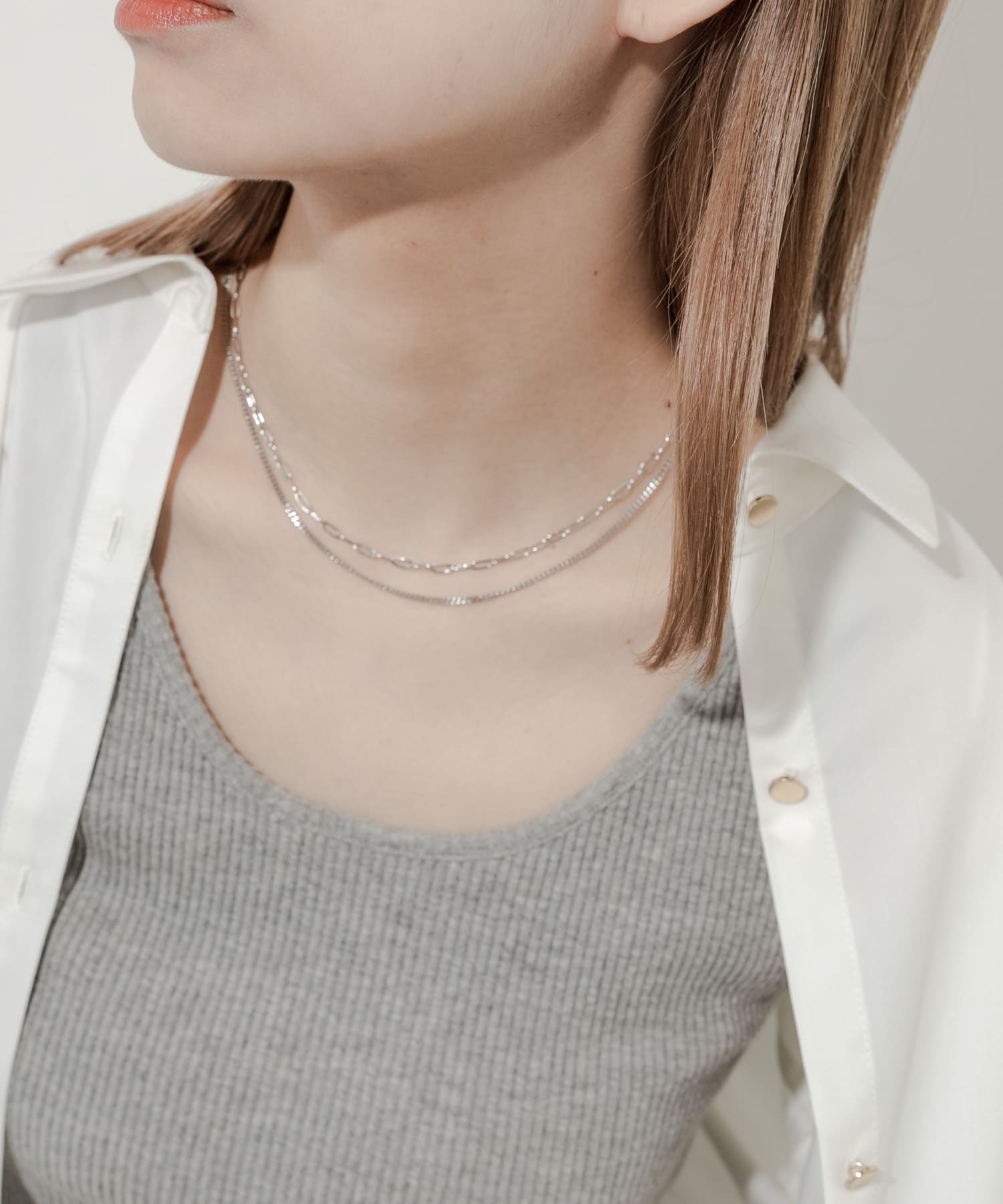 ステンレス2セットネックレス SLV -
