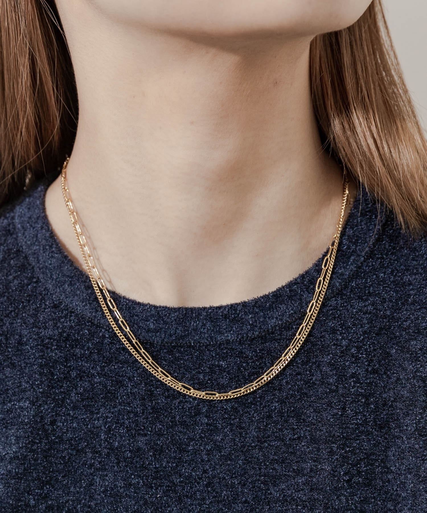 ステンレス2セットネックレス GLD -