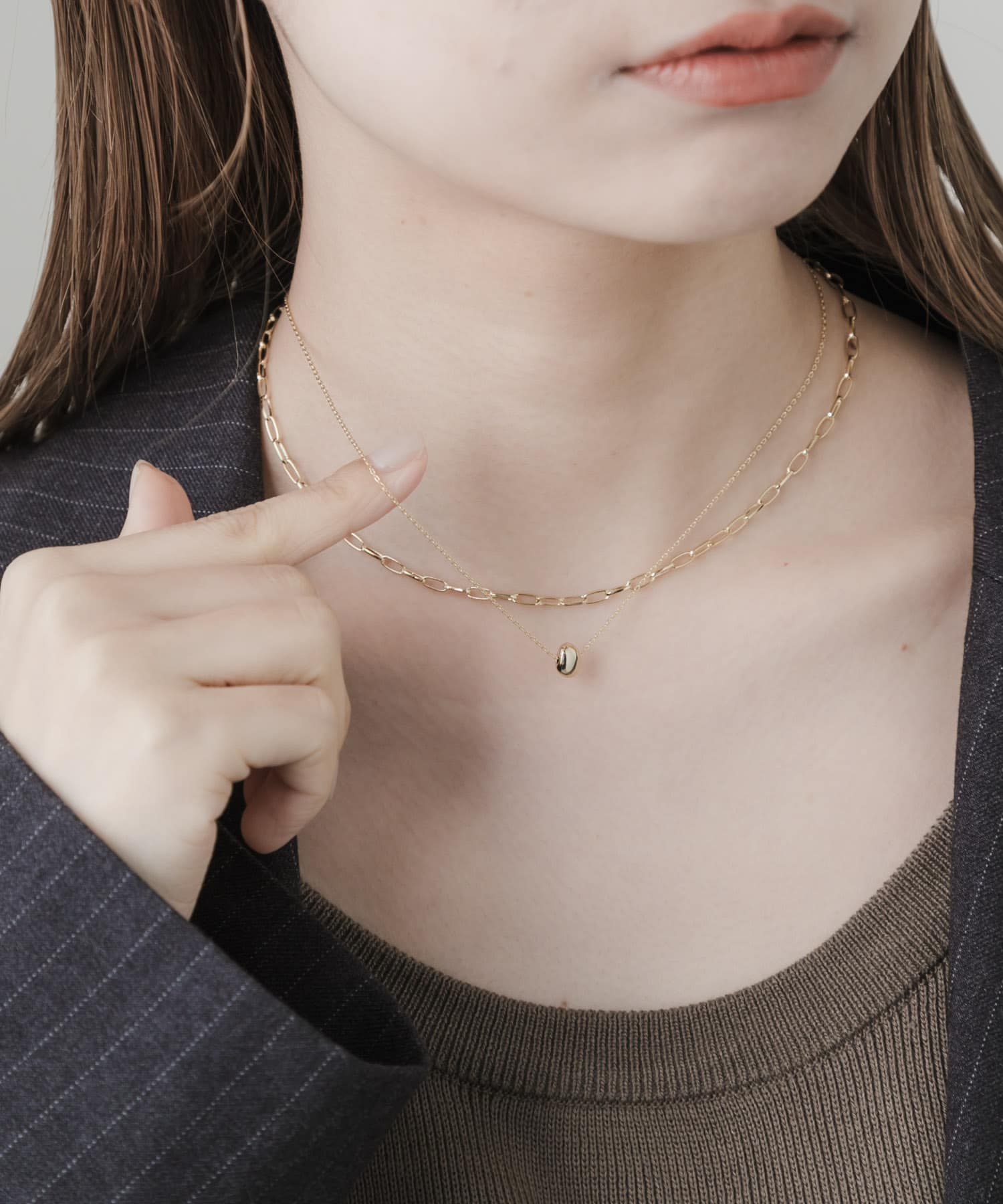 チェーンドロップ2セットネックレス GLD -