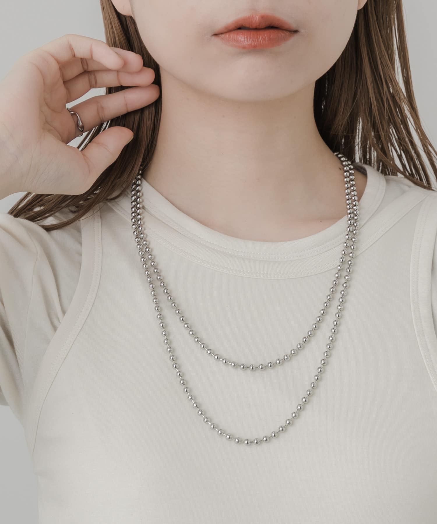 アクセサリー RU3284 WEB限定】ステンレス キュービックジルコニア ペアネックレス